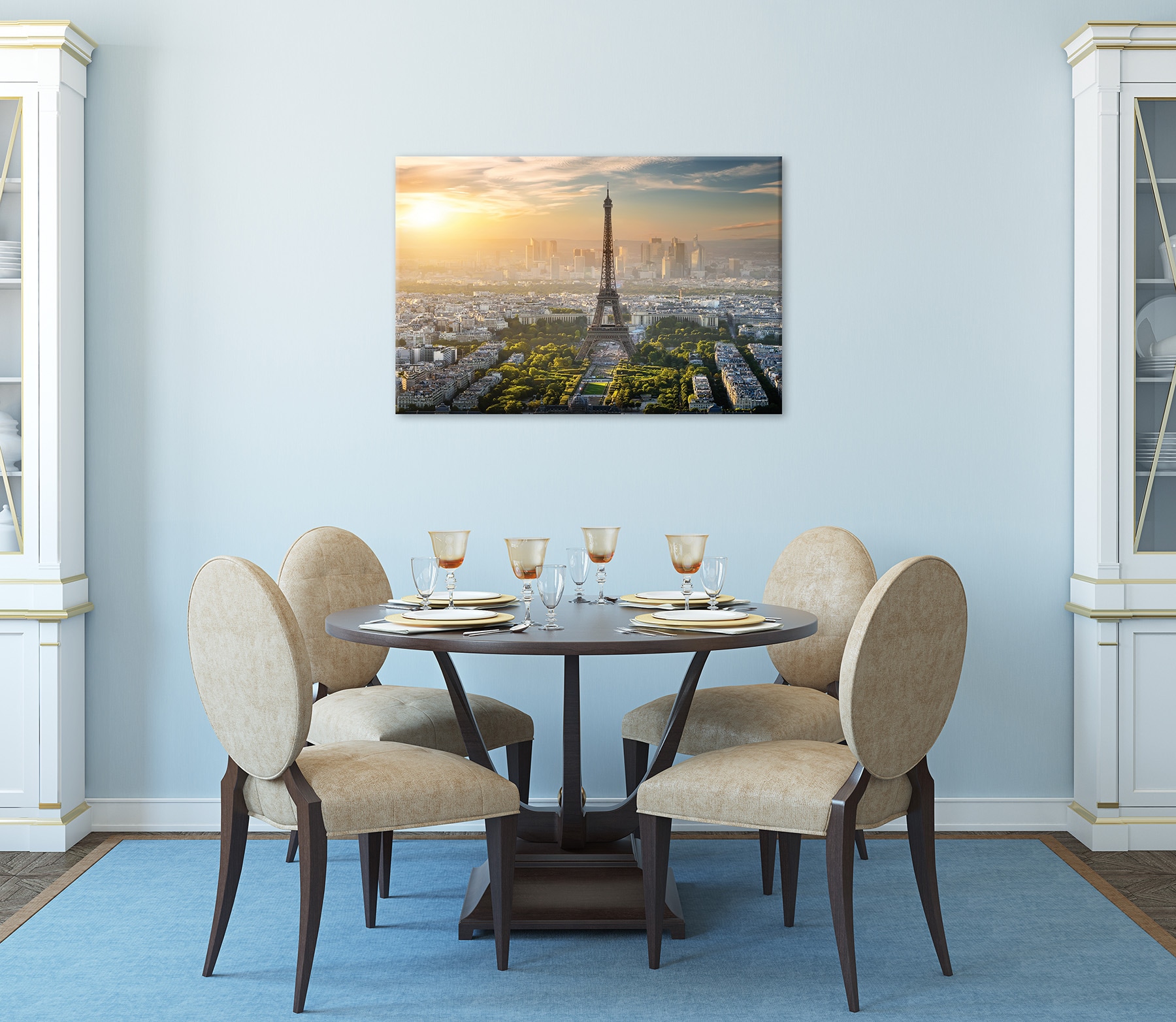 Bönninghoff Leinwandbild »Wandbild EIFFELTURM 60x90 cm – Leinwandbild Keilrahmen Deko modern« Frankreich | Paris | Sonnenuntergang | Stadt 1 Stk. tlg. auf Keilrahmen gespannt