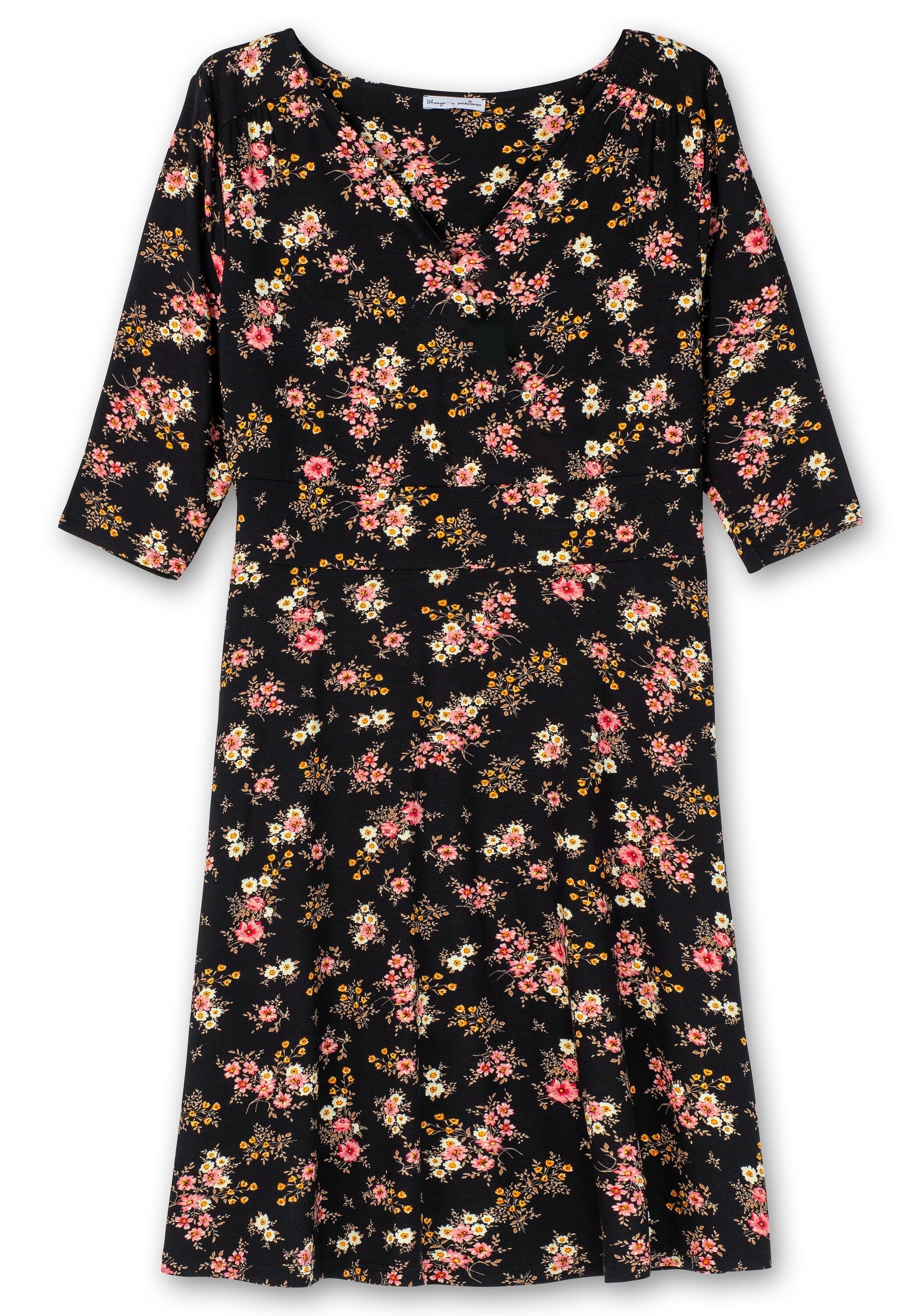 Sheego Jerseykleid »Jerseykleid mit Blumendruck und ausgestelltem Rock«