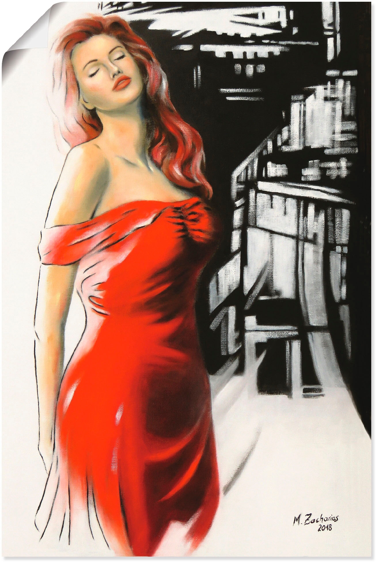 Wandbild »Schönheit im roten Kleid«, Frau, (1 St.), als Alubild, Outdoorbild,...