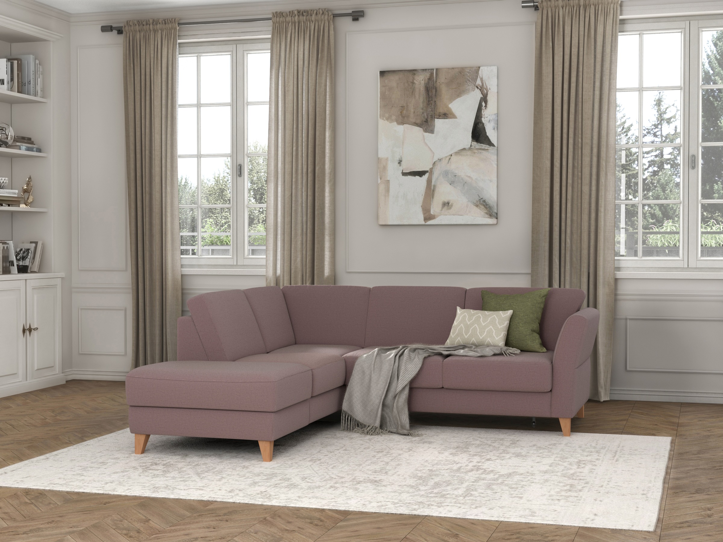 sit&more Ecksofa »Visby L-Form«, Wahlweise mit Bettfunktion und Stauraum, frei im Raum stellbar