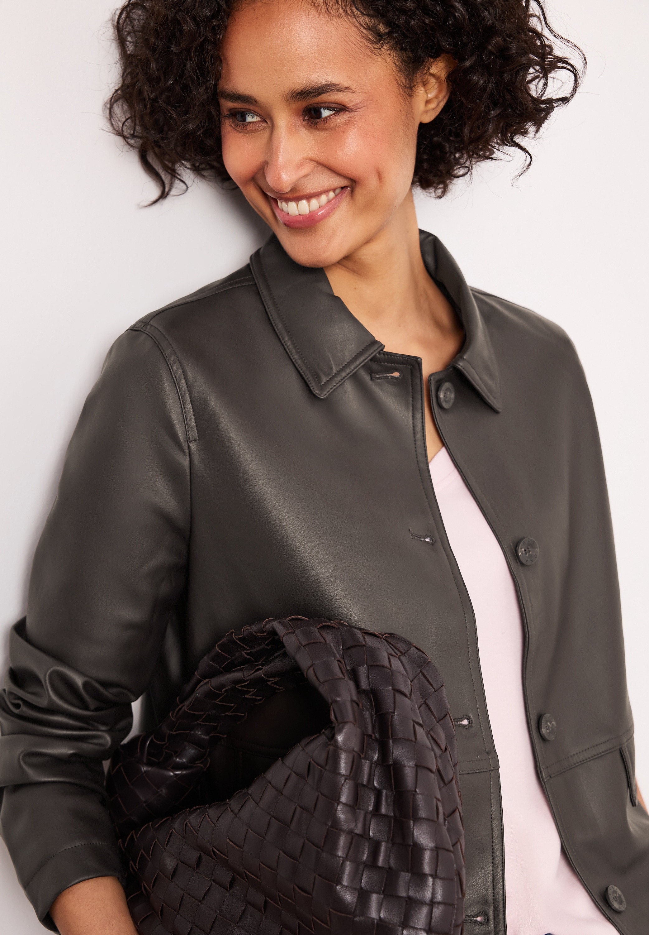 STREET ONE Blouson ohne Kapuze im Leder-Look mit Knöpfen