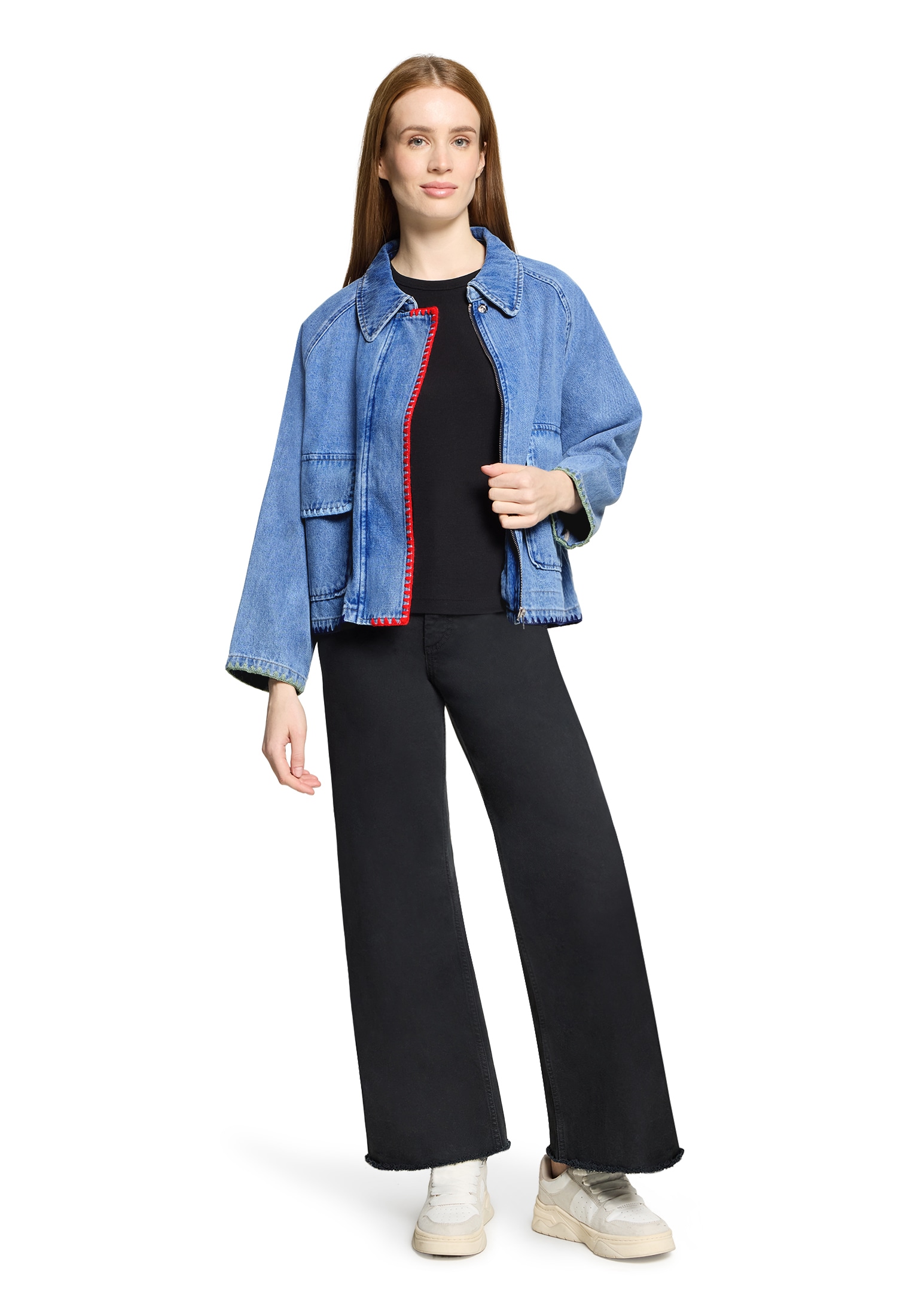 Amber & June Jeansjacke »Jeansjacke mit aufgesetzten Taschen«