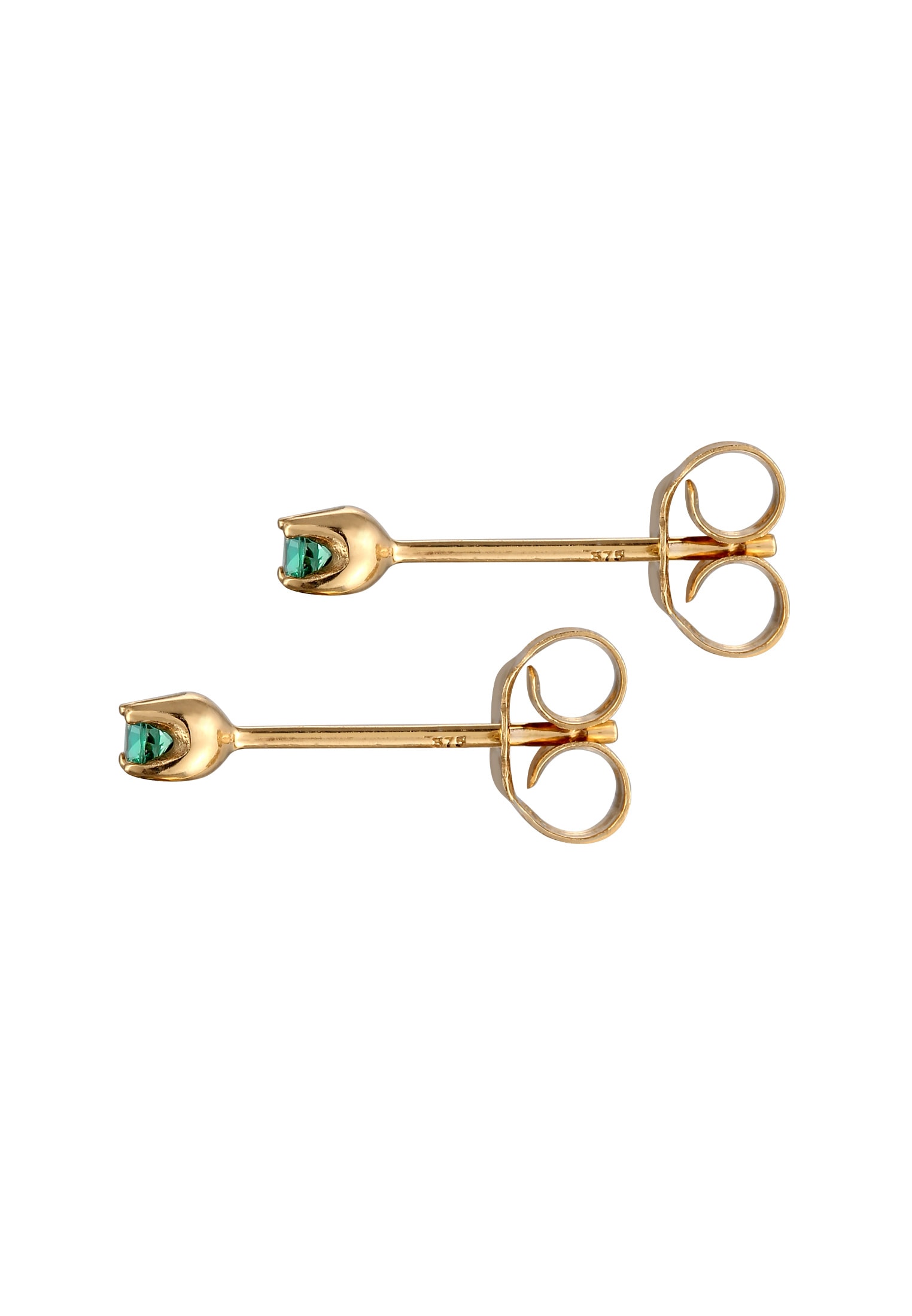 Elli Premium Paar Ohrstecker »Ohrringe Ohrstecker Smaragd Synthetisch Grün 375 Gelbgold«