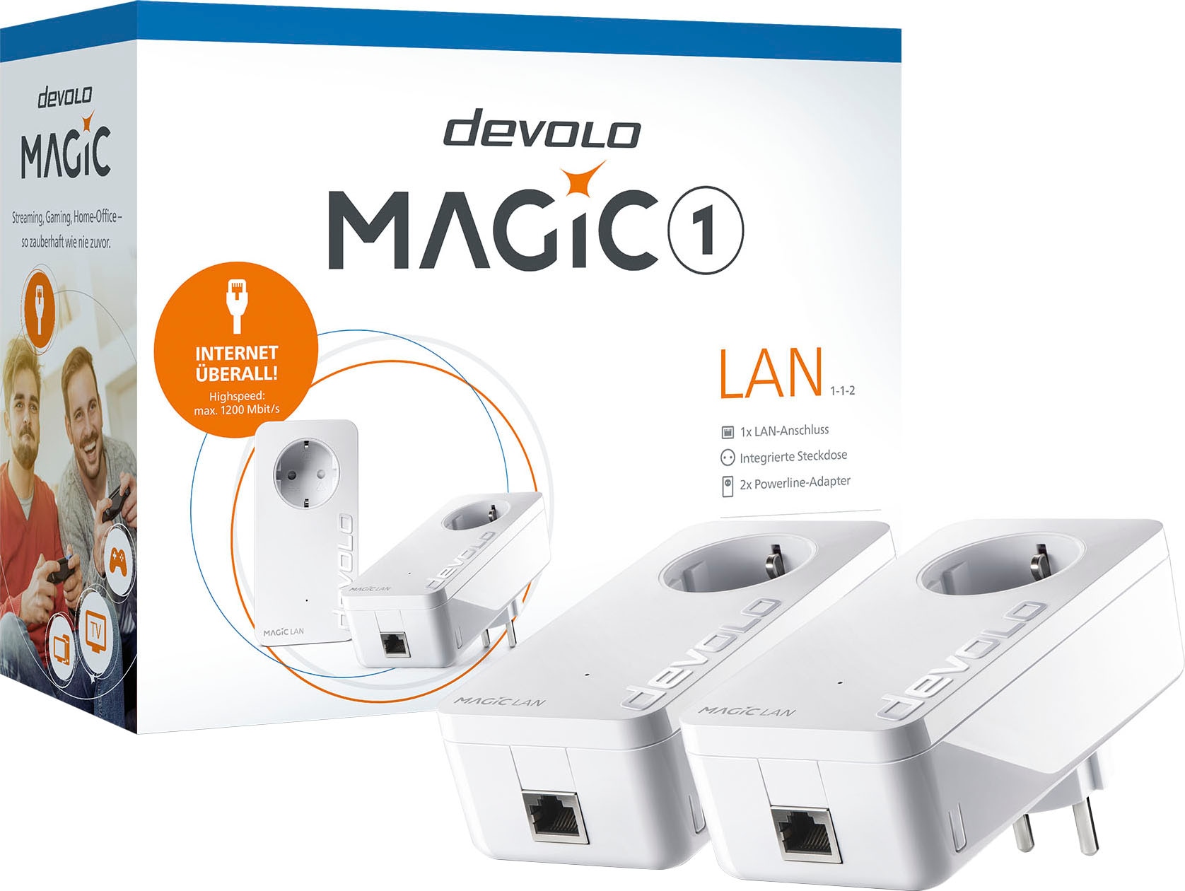 DEVOLO Smart-Stecker Starter Kit GbitLAN, 2x Powerline, OTTO 1 »Magic St.) Heimnetz)«, (1200Mbit, LAN jetzt (2 bei