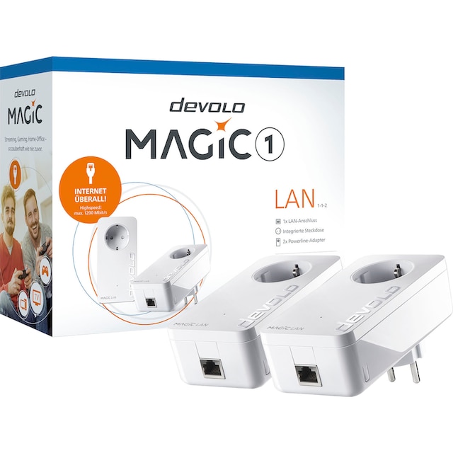 DEVOLO Smart-Stecker »Magic 1 LAN Starter Kit (1200Mbit, Powerline, 2x  GbitLAN, Heimnetz)«, (2 St.) jetzt bei OTTO
