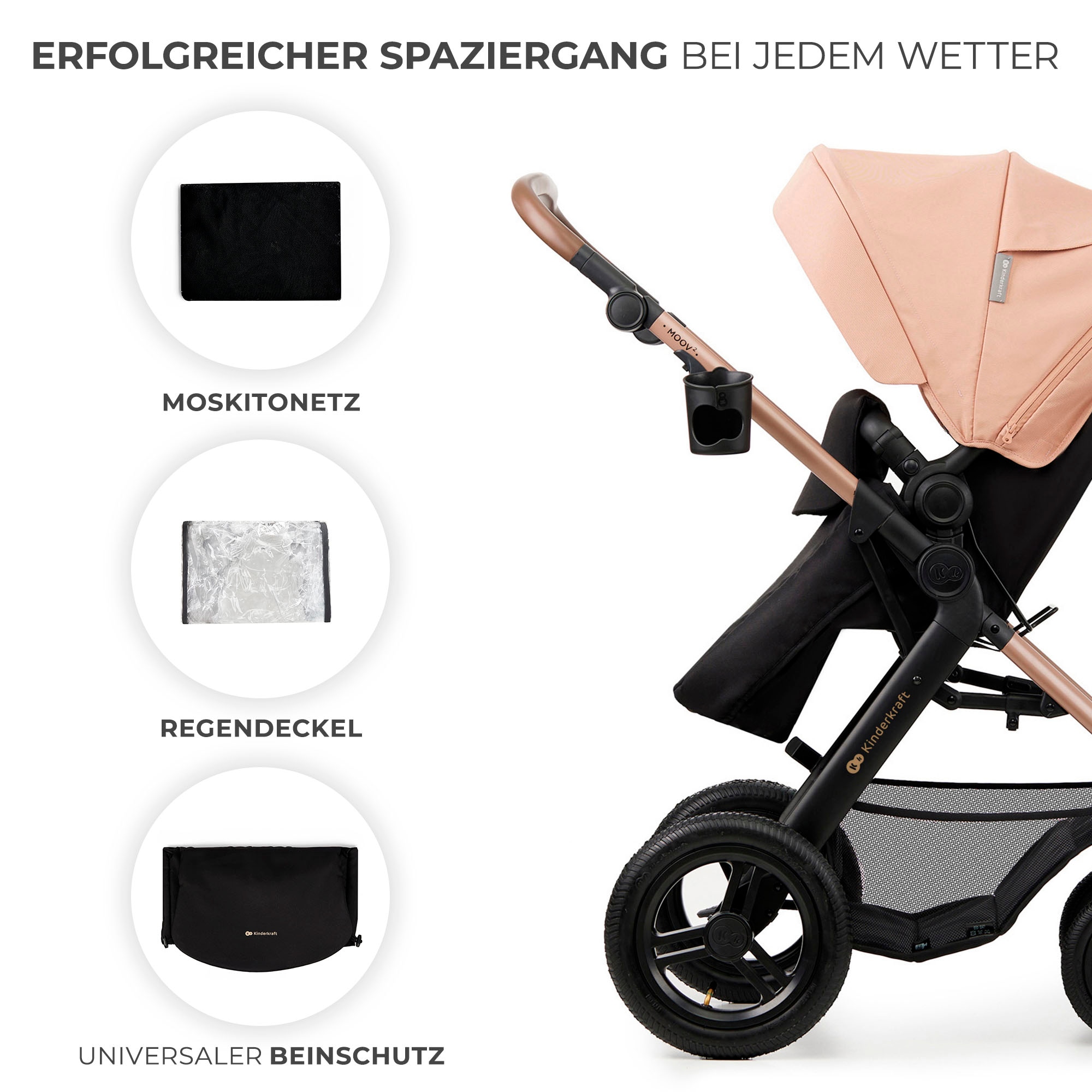 Kinderkraft Kombi-Kinderwagen »MOOV 2 4in1 AIR«, 27 kg, mit Luftreifen