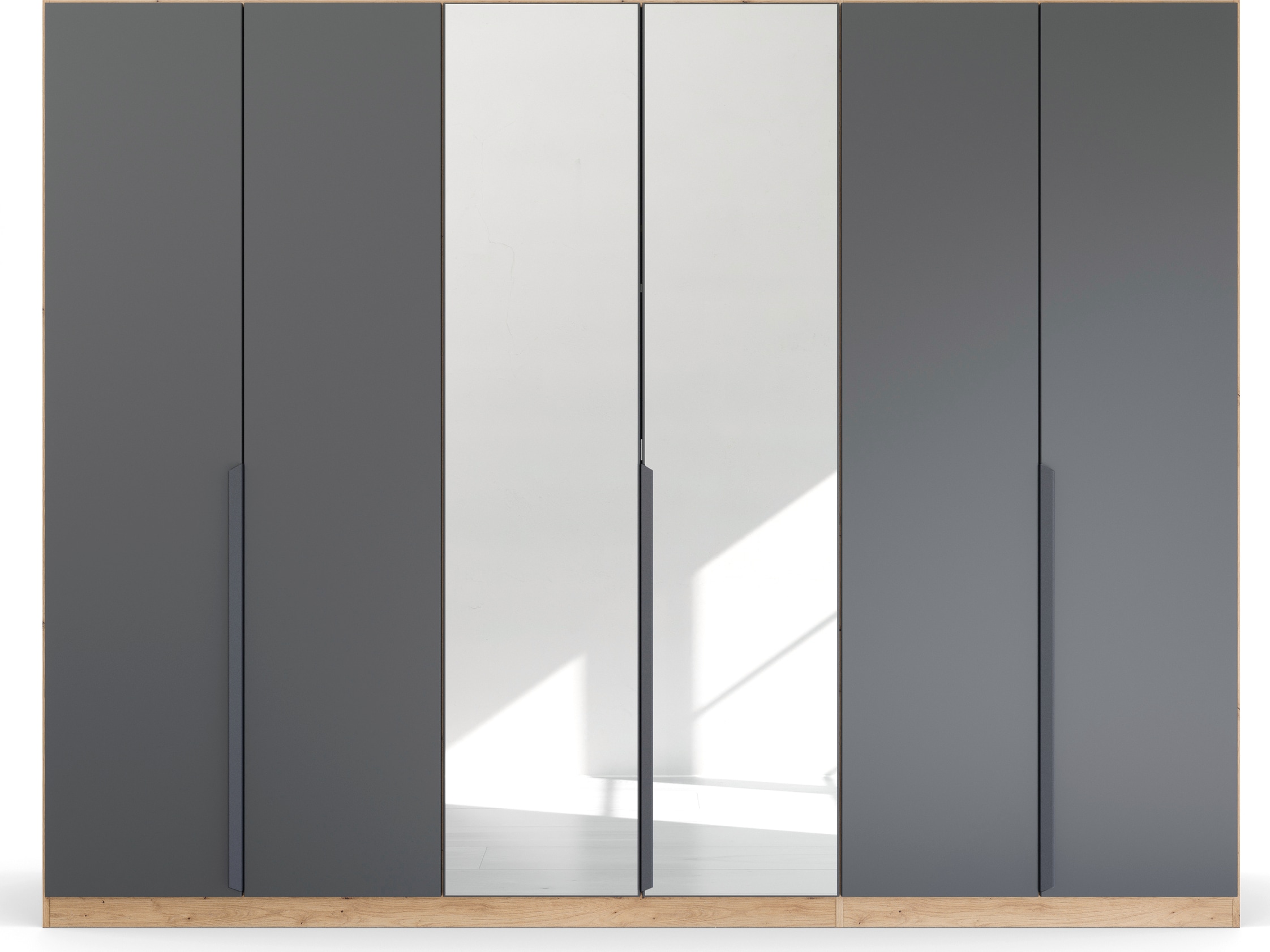 rauch Drehtürenschrank »Dark&Wood by Quadra Spin«, im Industrial Style mit Metallgriffstangen, mit Spiegel