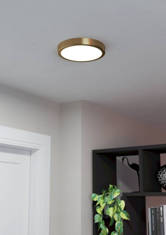 EGLO Deckenleuchte »FUEVA 5 Deckenlampe, messing, geringe Aufbauhöhe, 17 Watt, Rund«, Leuchtmittel LED-Modul | LED fest integriert, Aufbauleuchte, Badezimmer, Bad-Deckenlampe, modern, 28x2,1cm