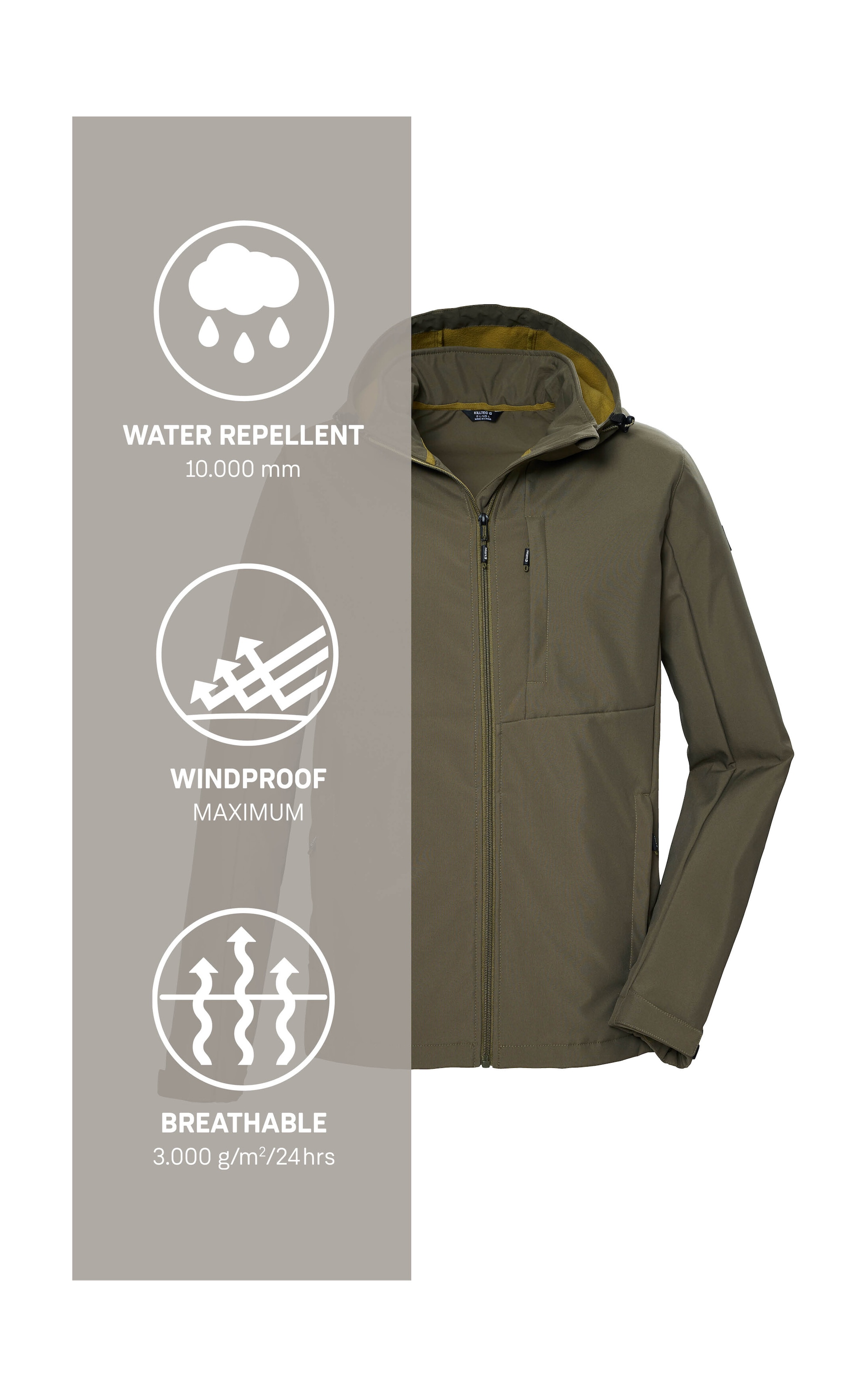 Killtec Softshelljacke »KOS 103 MN SFTSHLL JCKT«, Atmungsaktive, wind- und wasserabweisende Softshelljacke, PFAS-frei