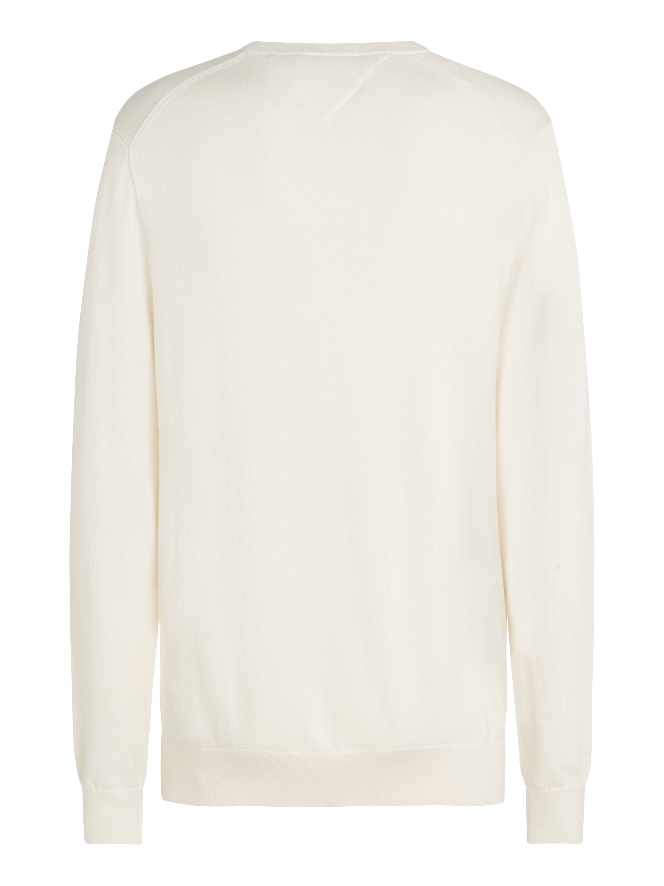 Tommy Hilfiger Strickpullover »ESSENTIAL COTTON V NECK mit V-Ausschnitt und Stickerei«, unifarben, casual, regular fit, Baumwolle, V-Ausschnitt