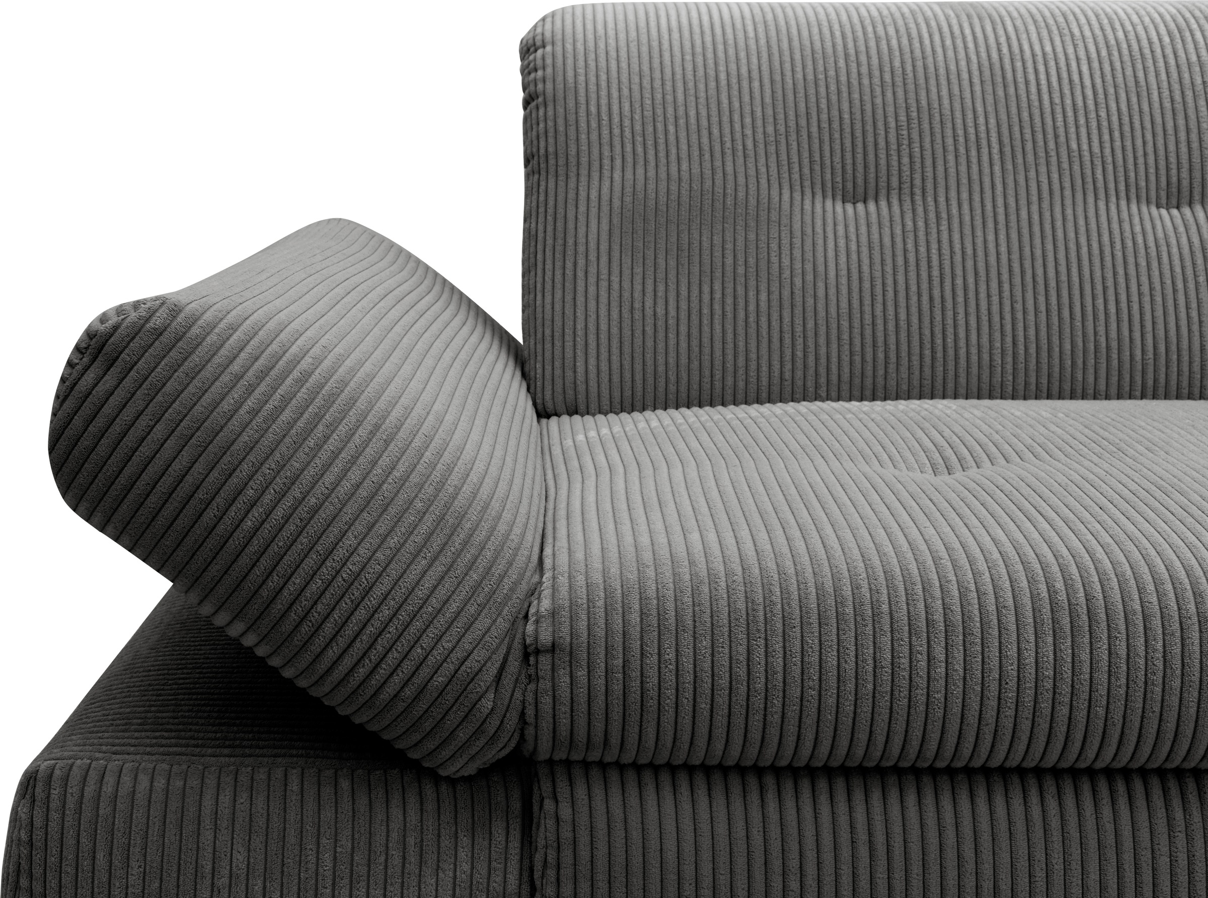 DOMO collection Ecksofa »Moric, L-Form, XXL-Sofa - Breite 300cm«, wahlweise mit Bettfunktion und Armteilverstellung, Cord
