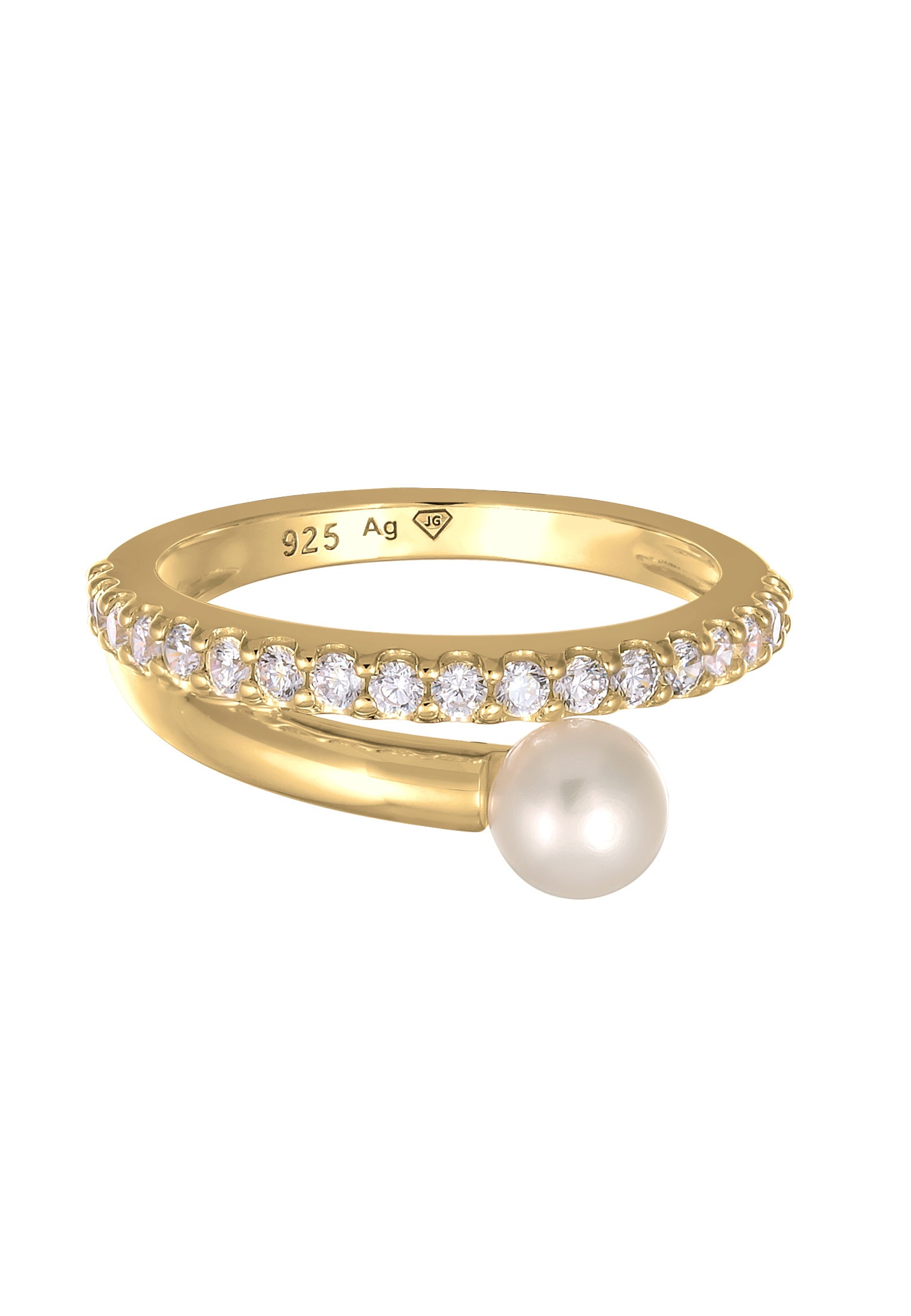 Elli Premium Perlenring »Ring Süßwasserperle Zirkonia 925 Silber«