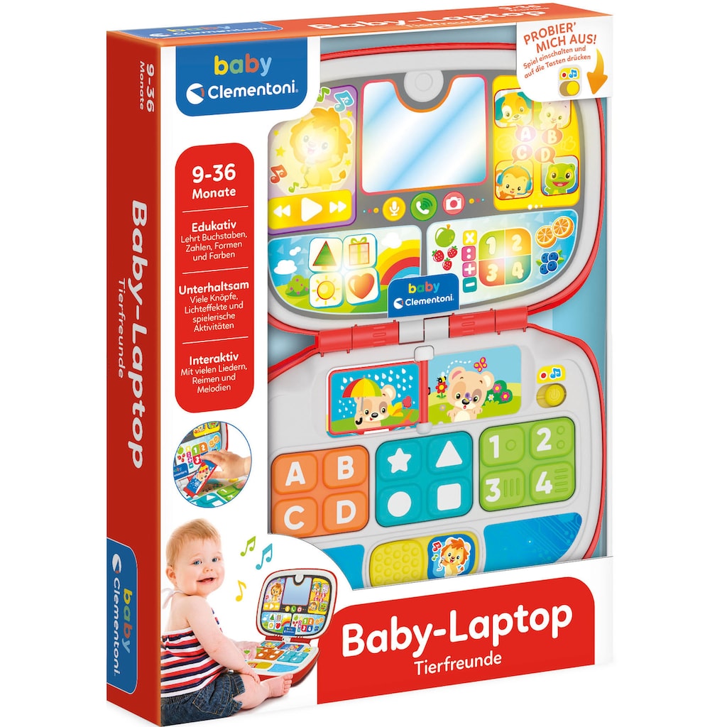 Clementoni® Kindercomputer »Baby Clementoni, Baby-Laptop Tierfreunde«, mit Licht- und Soundeffekten