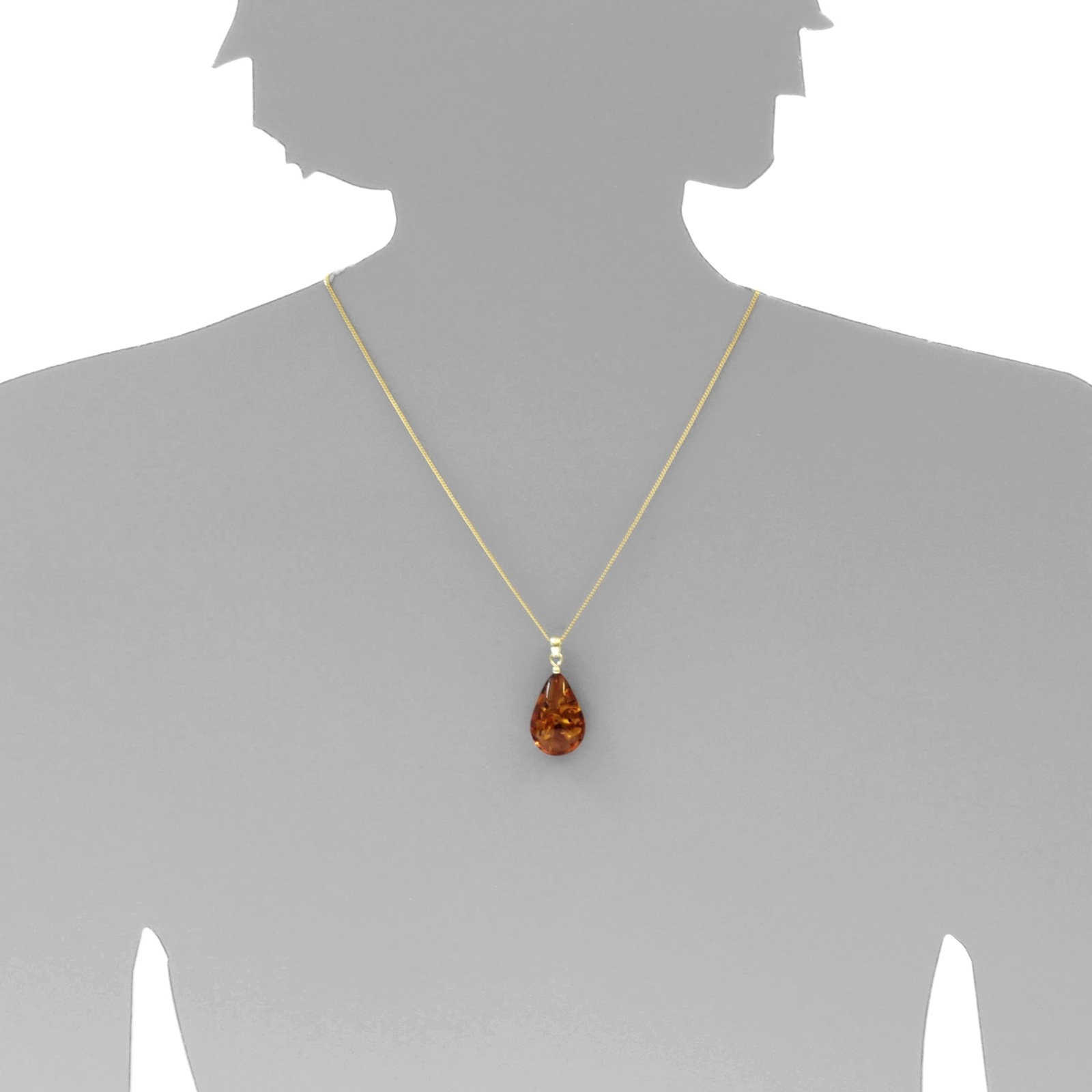 OSTSEE-SCHMUCK Kettenanhänger »- Tropfen ca. 26 mm lang - Gold 585/000 - Bernstein -,«