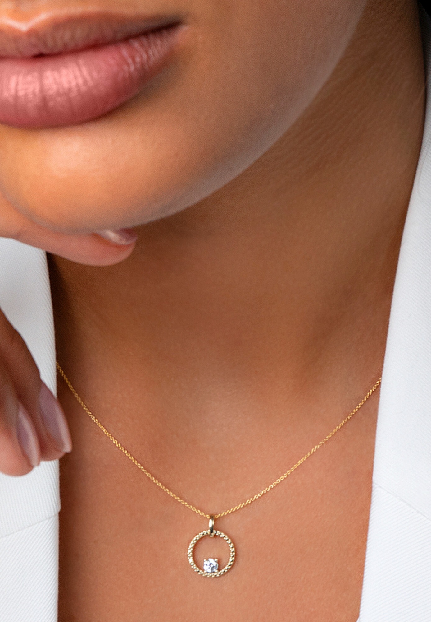 ONE ELEMENT Kettenanhänger »Zirkonia Anhänger aus 333 Gelbgold«