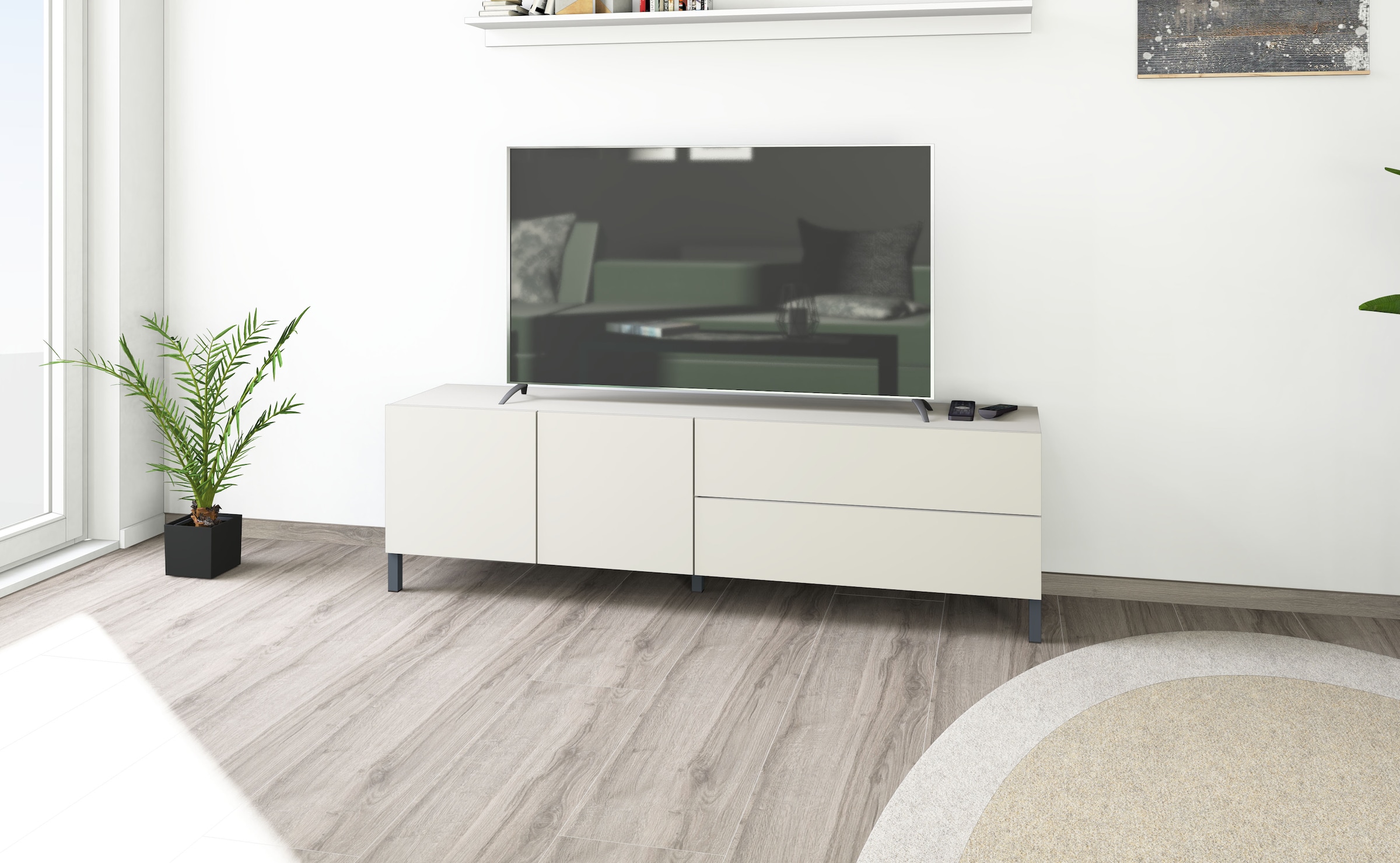 borchardt Möbel Lowboard Metallfüße, grifflose Optik