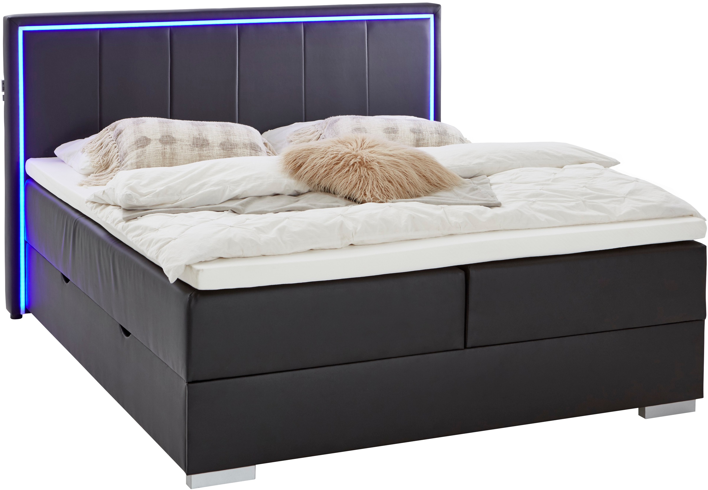 meise.möbel Boxbett »Colorado«, inkl. LED-Beleuchtung im Kopfteil, Bettkasten und Topper
