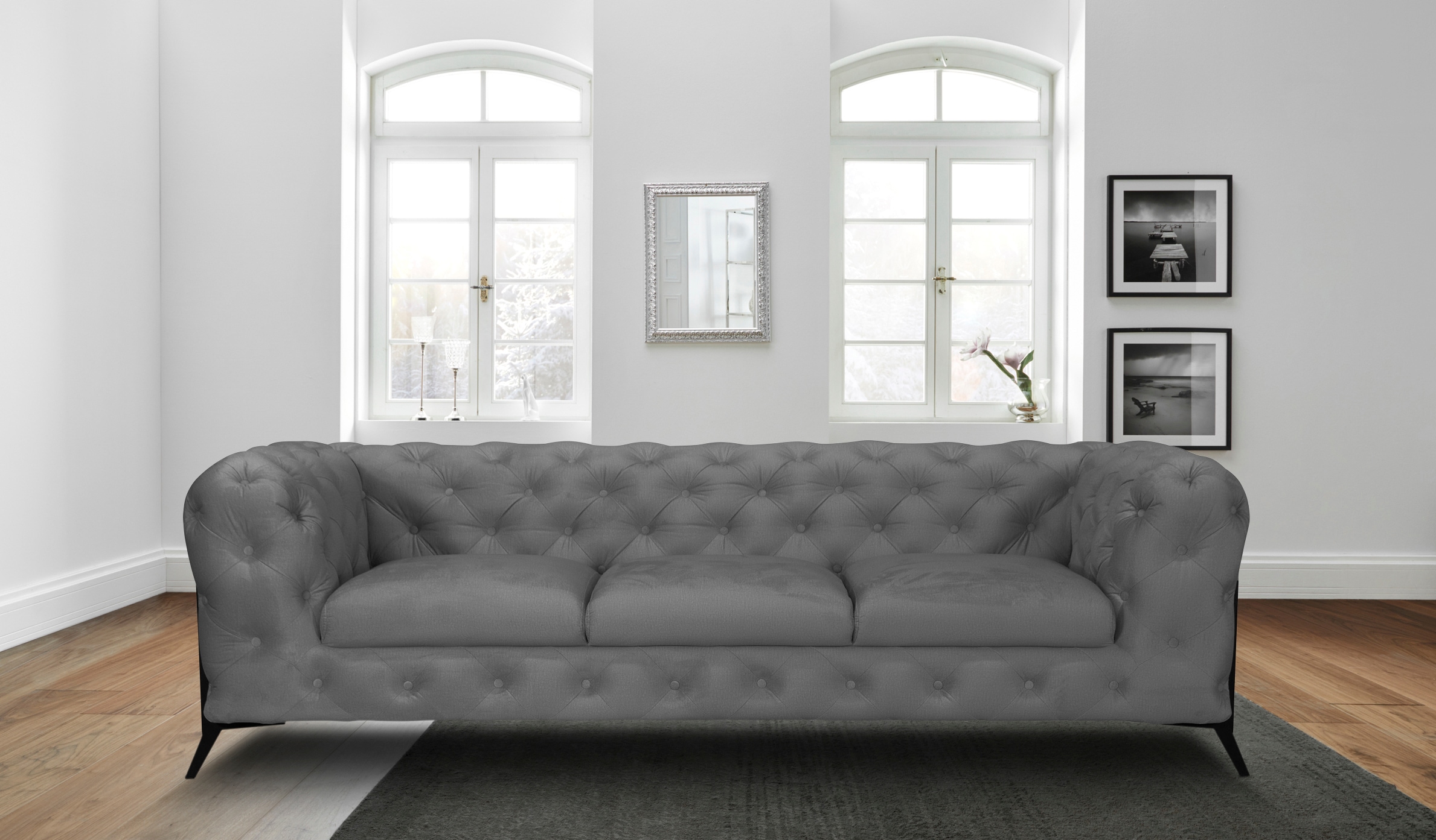 Leonique Chesterfield-Sofa »Amaury«, aufwändige Knopfheftung, moderne Chesterfield Optik, Fußfarbe wählbar