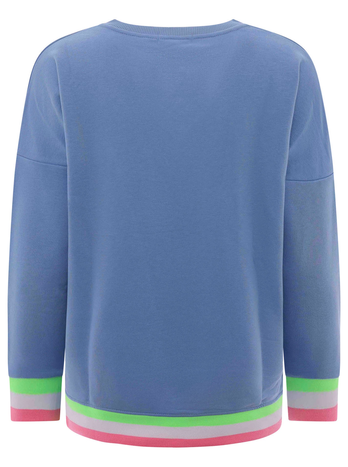 Zwillingsherz Sweatshirt, mit V-Ausschnitt und aufgesticktem "Moin" in Neonfarben