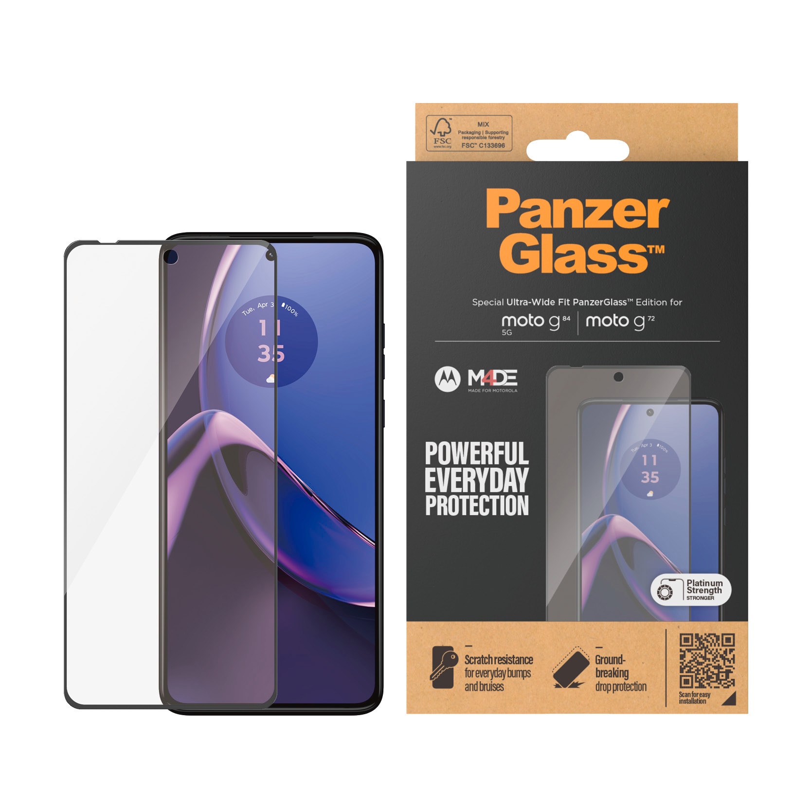 Displayschutzglas »Ultra-Wide Fit Screen Protection«, für Motorola moto g84-Motorola...