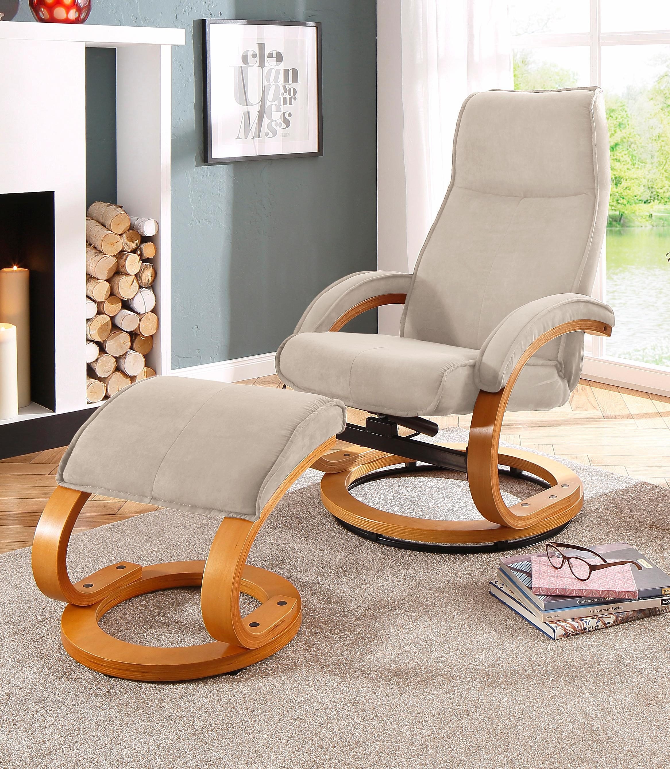 Home affaire Relaxsessel »Paris, TV-Sessel mit Hocker und manueller Liegefunktion«, (Set, 2 St., bestehend aus Sessel und Hocker), Dreh- und Kippfunktion