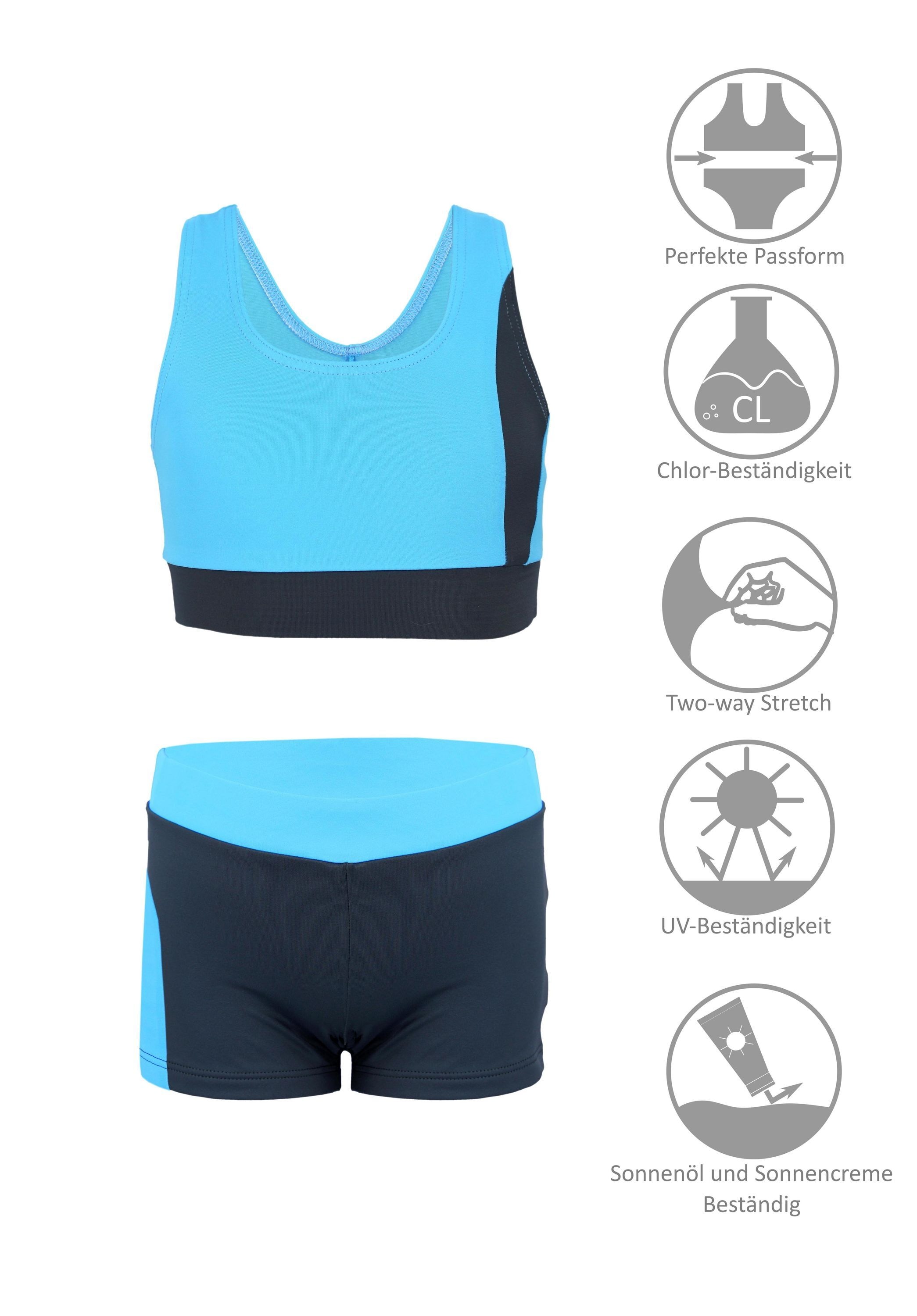 AQUARTI Bustier-Bikini »Badeanzug Mädchen Sport Bikini - Racerback Bustier & Badehose«