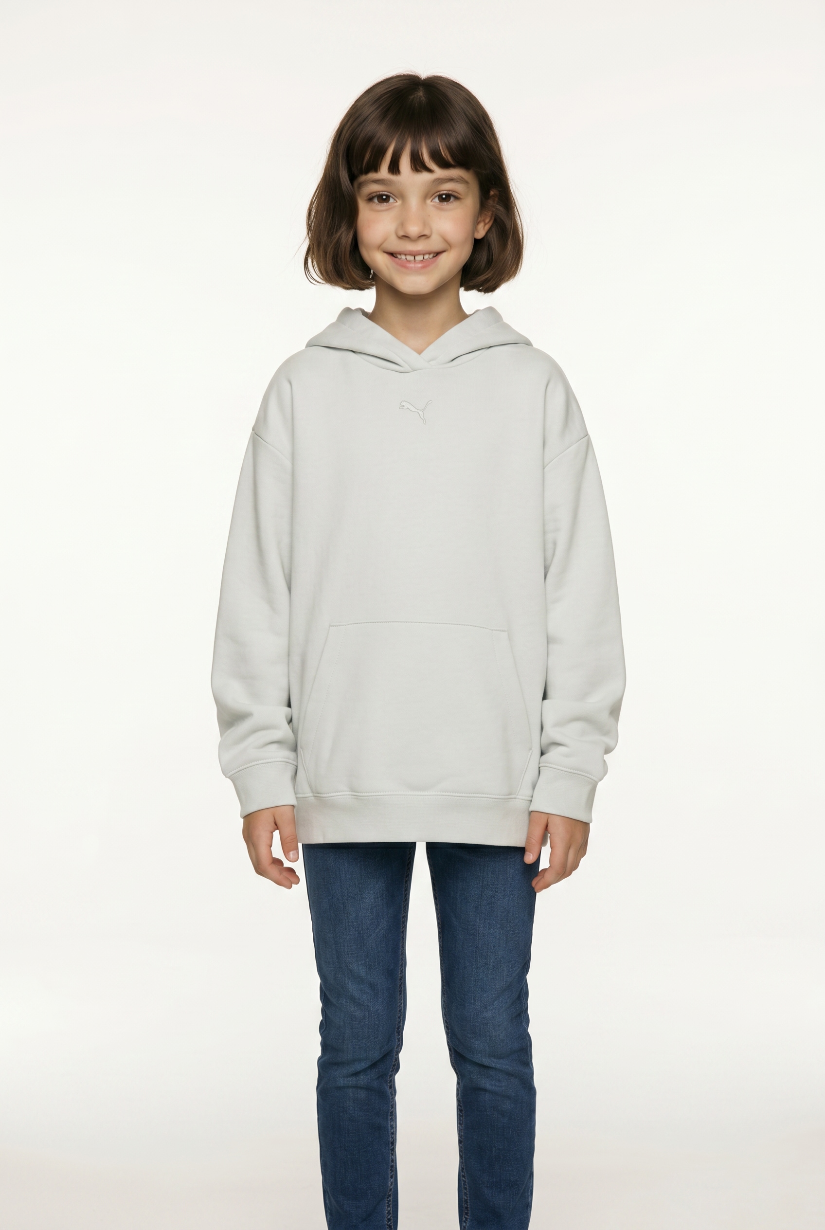 PUMA Kapuzensweatshirt »ESS CENTERED CAT LOGO RELAXED HOODIE FL G«, mit Kapuze, mit angesetztem Bündchen
