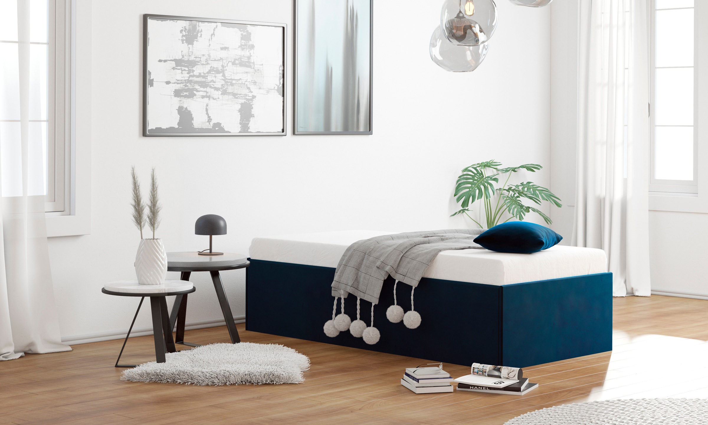Westfalia Schlafkomfort Polsterbett »Amrum«, in Samtvelours ohne Kopfteil, mit und ohne Bettkasten erhältlich