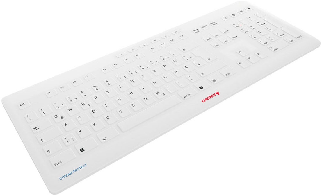 Cherry Tastatur »Stream«, (Multimedia-Tasten-Anpassbare Höhe-Antirutsch-Füße-Ziffernblock-Lautstärkeregler)