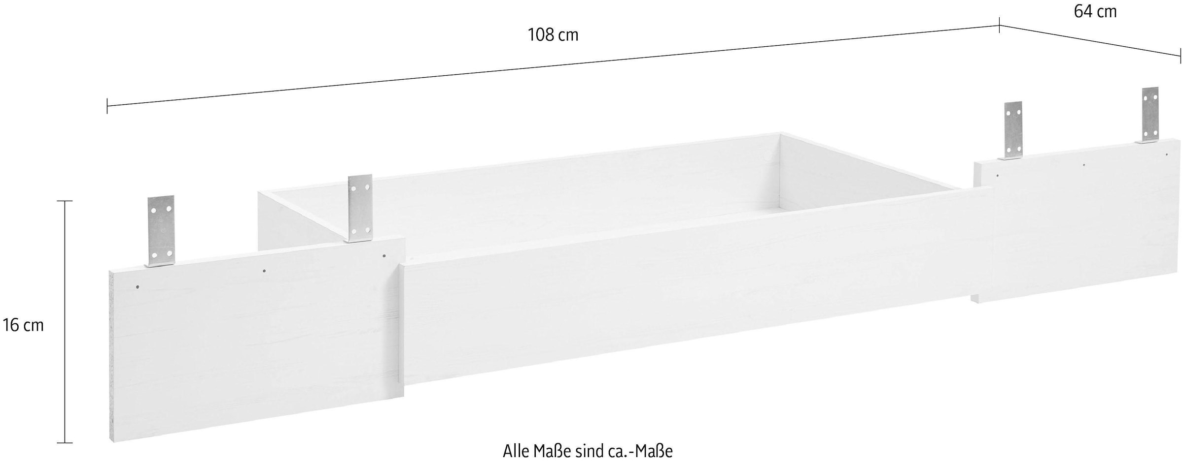 Home affaire Bettschubkasten »Florenz Bettkasten in Pinie Weiß, Schubkasten mit Rollen«, Schublade passend zu den Florenz Betten, Aufbewahrung, Stauraum