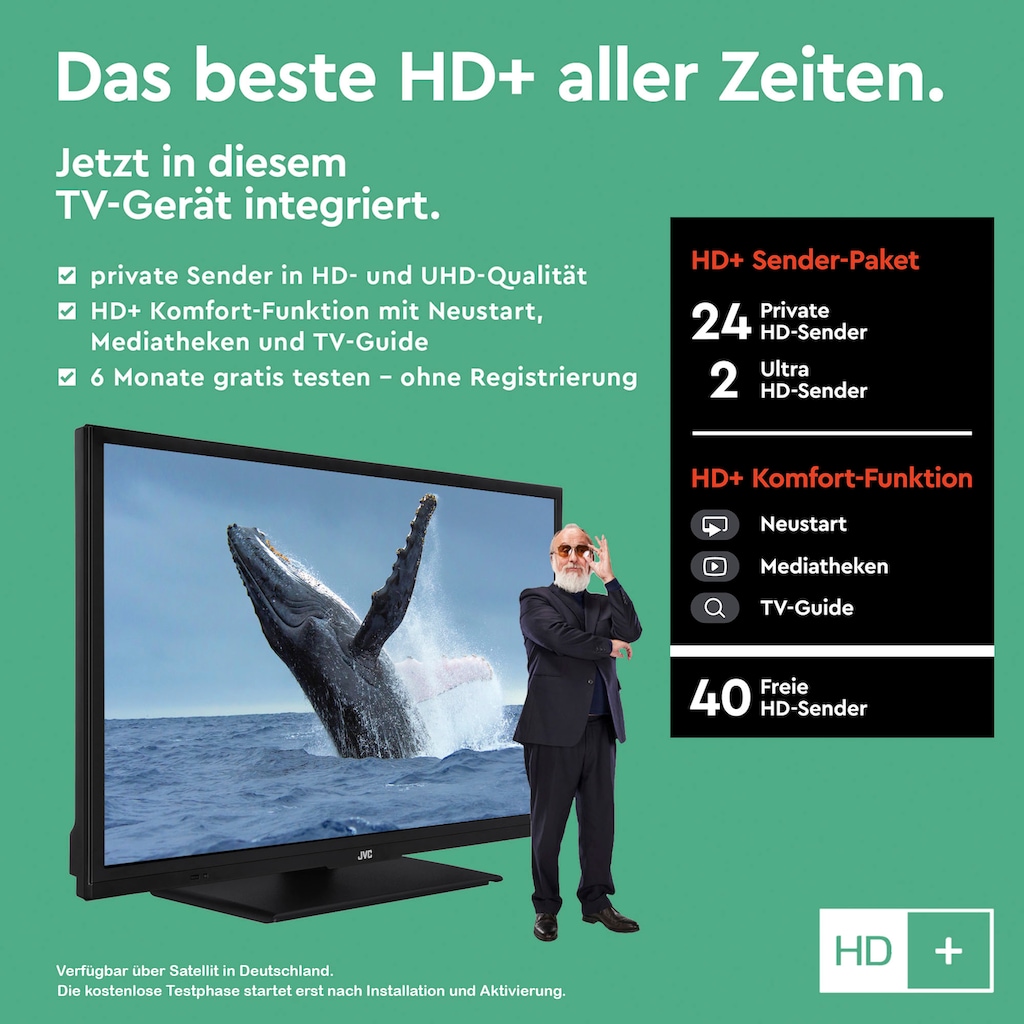 JVC LED-Fernseher »LT-24VH5155«, 60 cm/24 Zoll, HD-ready, Smart TV, HDR, Triple-Tuner, 6 Monate HD+ inklusive