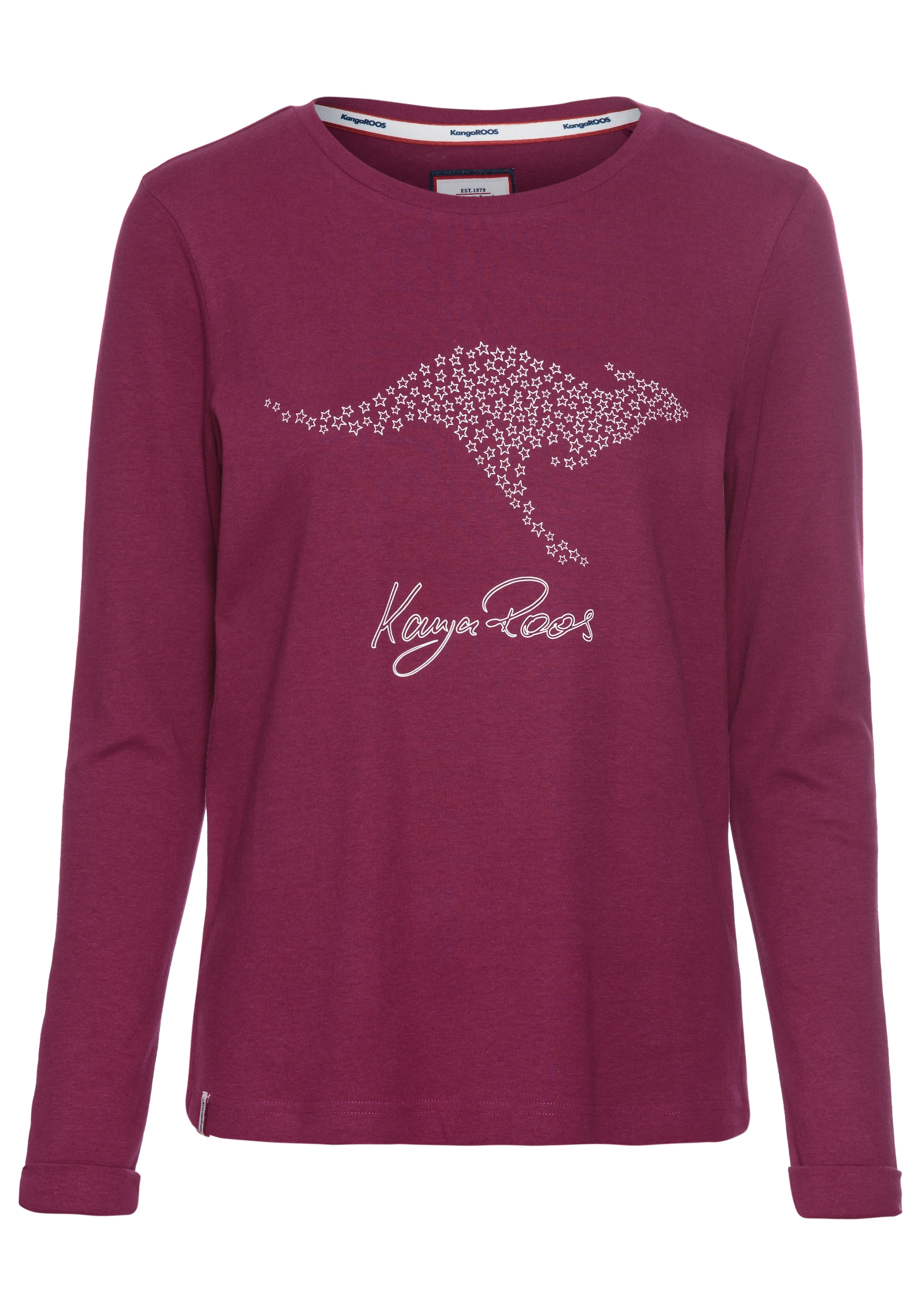 KangaROOS Sweatshirt, Langarm, figurumspielend, unifarben, mit Rundhalsausschnitt