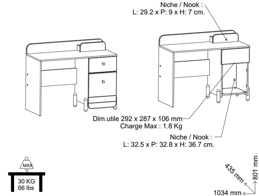 Demeyere GROUP Schreibtisch »Edaj«, Schreibtisch 1 Schublade 1 Tur