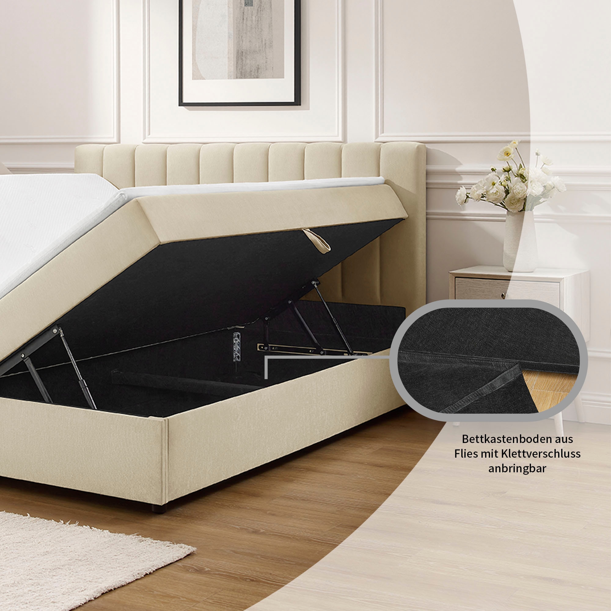 OTTO home Boxbett »Haileyy inkl. Bettkasten und Topper, Liegefläche 180x200cm« erhältlich in der Größe 180x200 cm