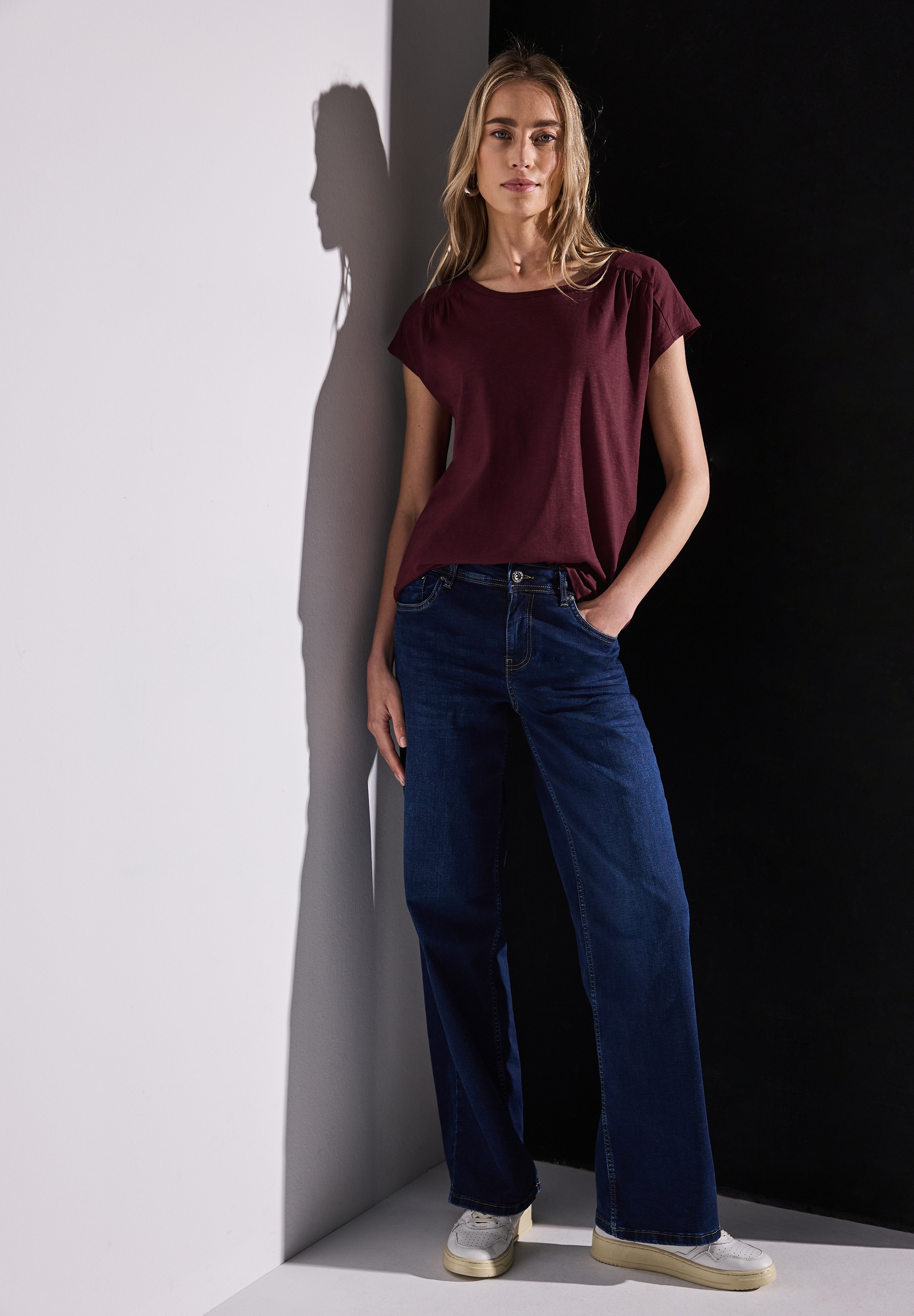 STREET ONE Shirttop, mit Raffung an der Schulter
