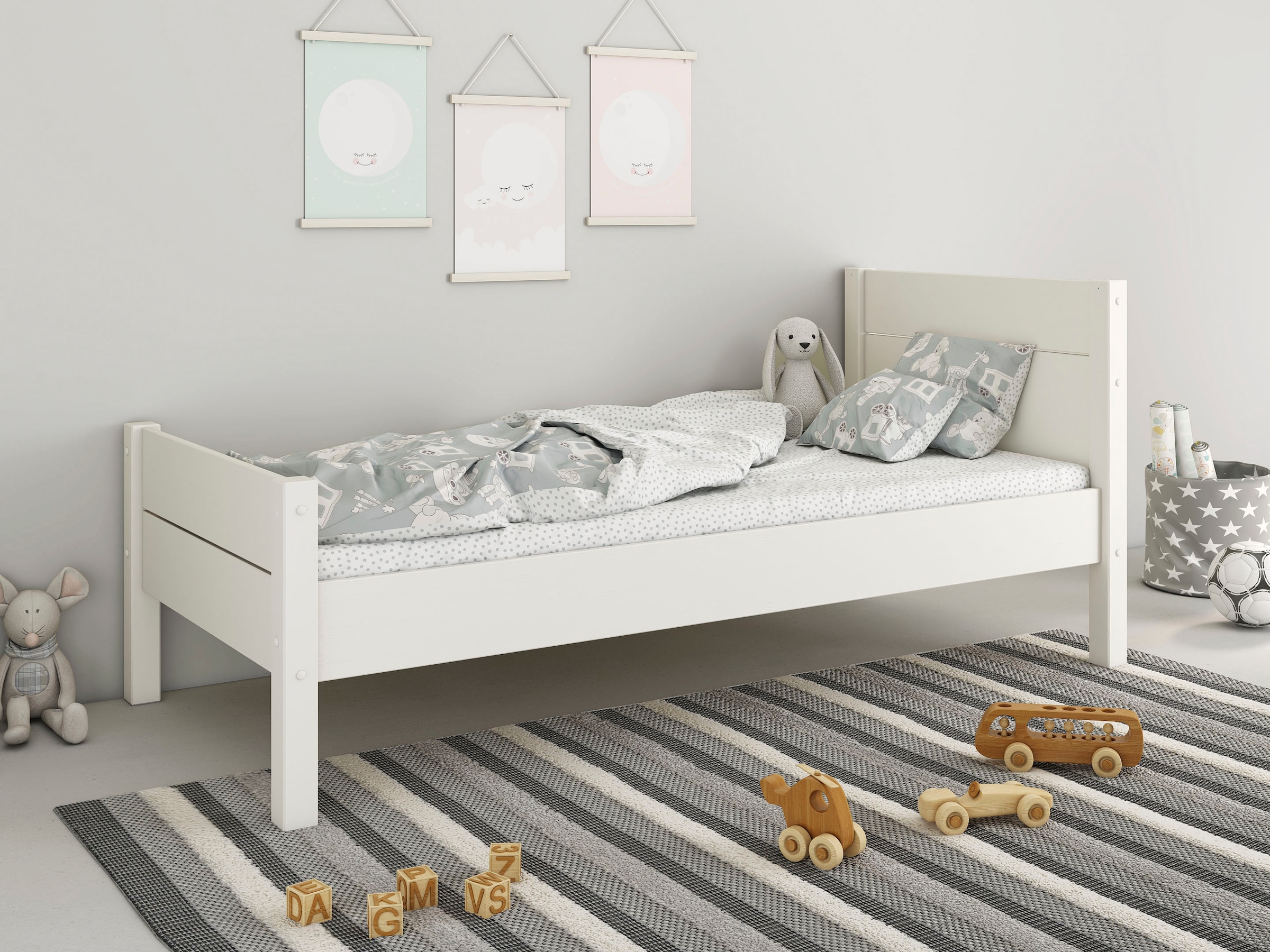 Home affaire Einzelbett »"ATSU ", ideal für Kinderzimmer«, zertifiziertes Massivholz (Kiefer), schlichtes Skandi-Design
