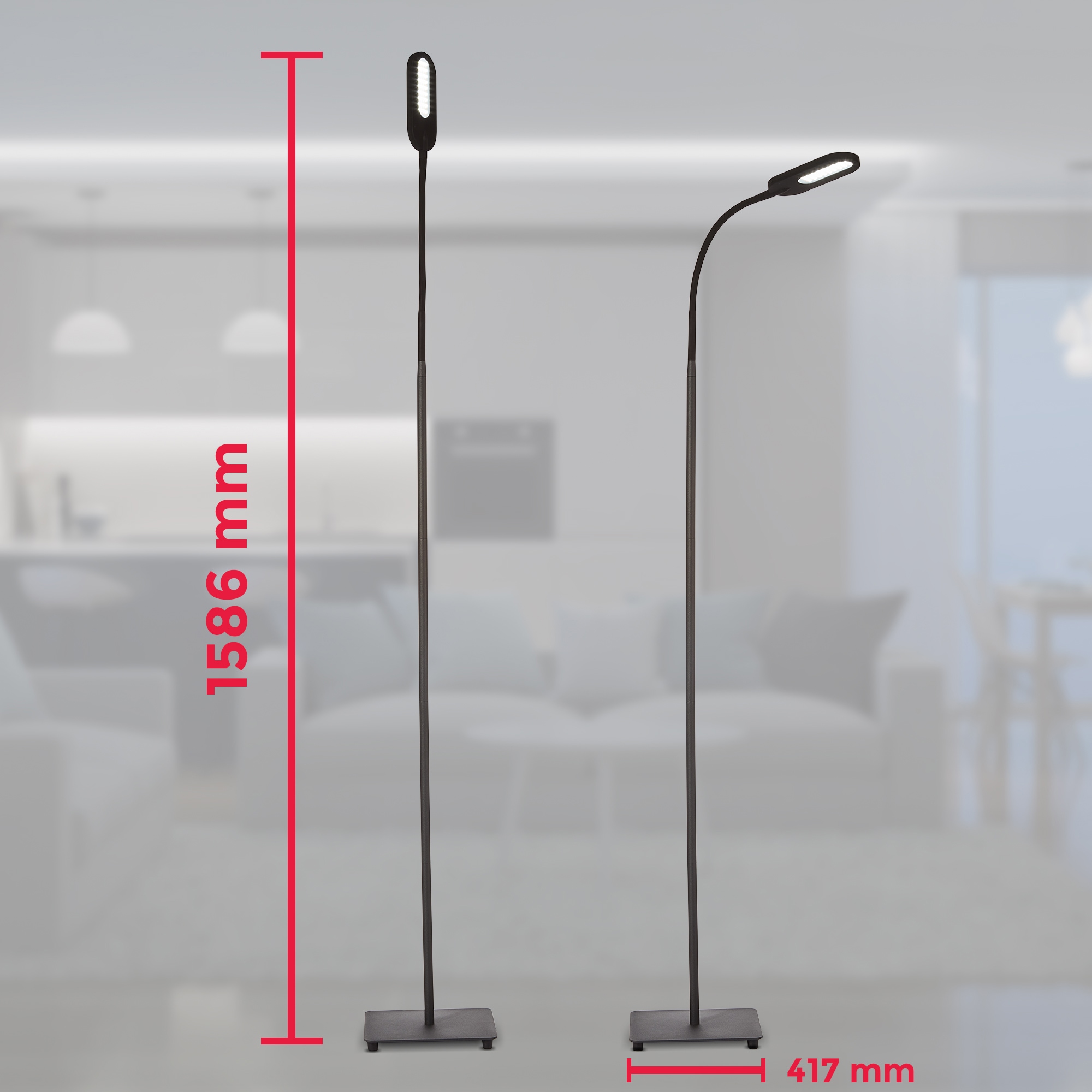 B.K.Licht LED Stehlampe, 1 flammig-flammig, Stehleuchte, dimm-, schwenkbar,  Memory & Touch Funkt., inkl. 8W 600lm bei OTTO