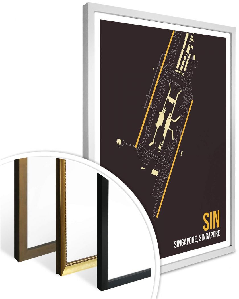 Wall-Art Poster »Wandbild SIN Grundriss Singapur«, Grundriss, (1 St.), Poster ohne Bilderrahmen