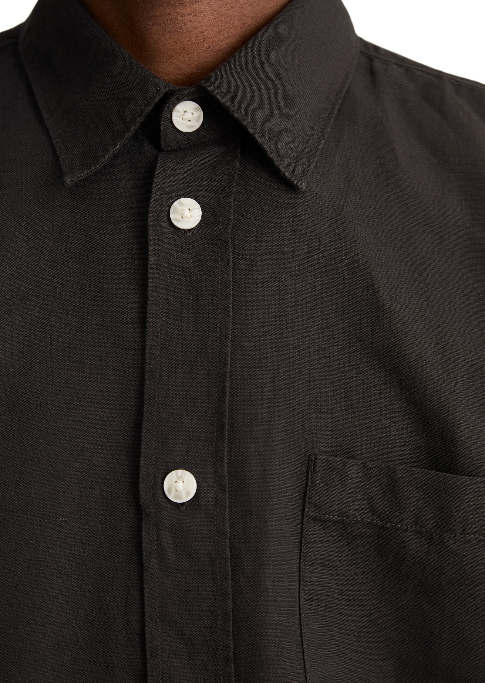 Marc O'Polo DENIM Langarmhemd regular fit aus Leinen und Bio-Baumwolle, Kentkragen