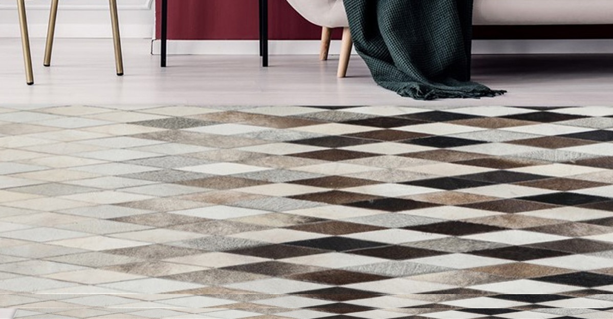 Kayoom Fellteppich »Lavish 510«, rechteckig, 8 mm Höhe, Patchwork-echtes Leder-Fell, Wohnzimmer