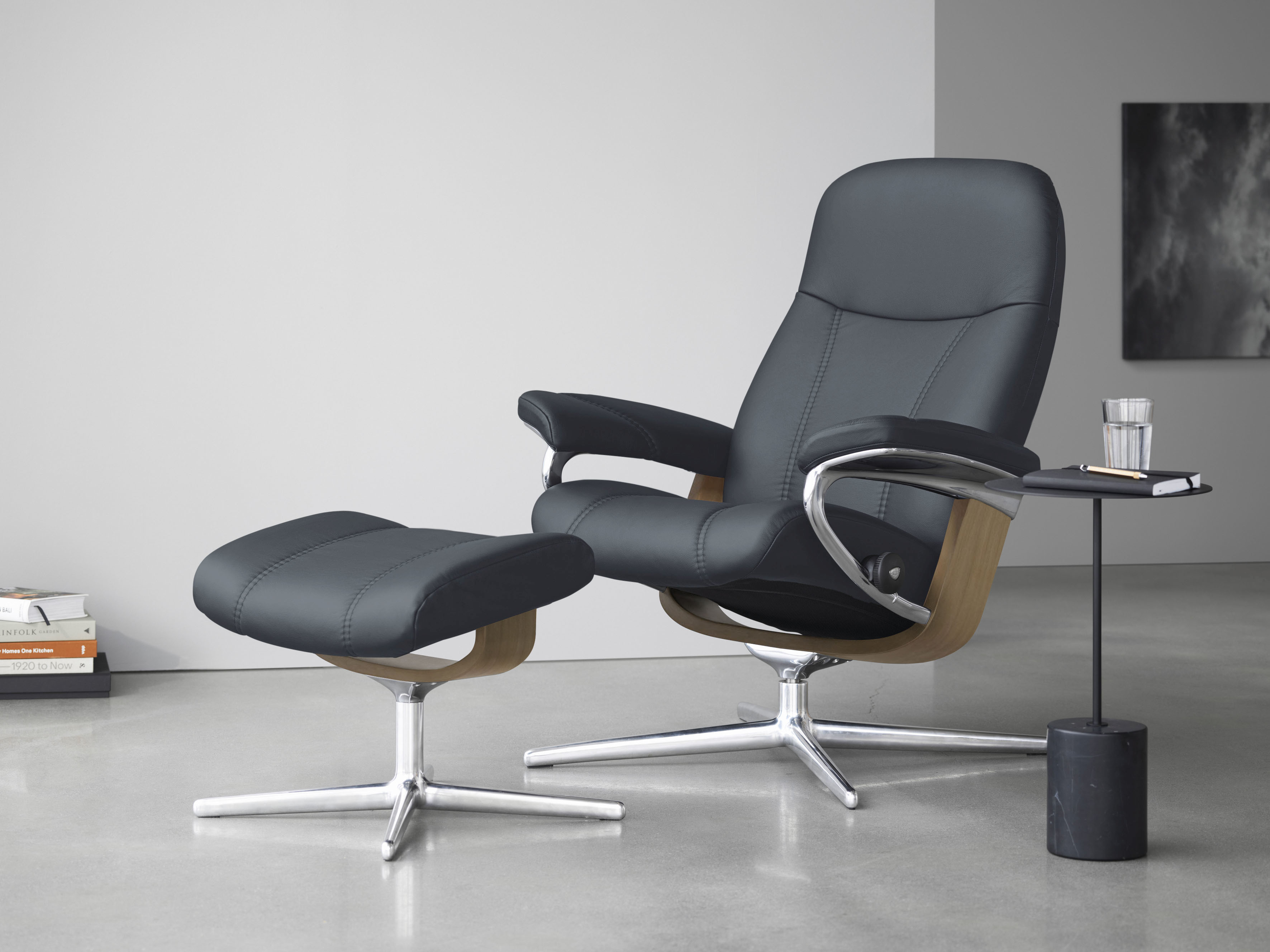 Stressless Fußhocker »Consul« mit Cross Base in blau, Größe B/H/T: 54 cm x 41 cm x 39 cm