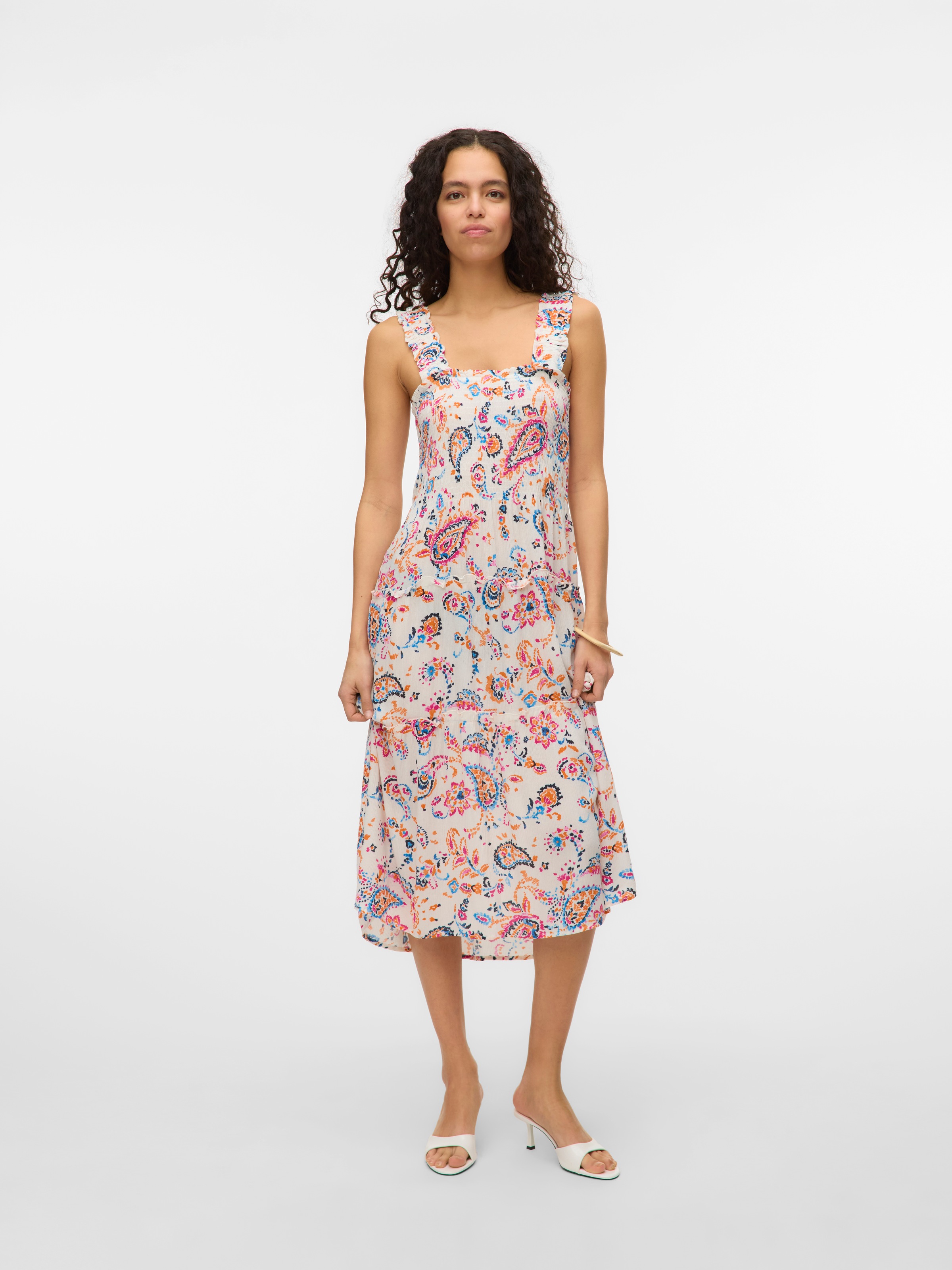 Vero Moda Sommerkleid »VMMENNY SL SMOCK CALF DRESS WVN GA«
