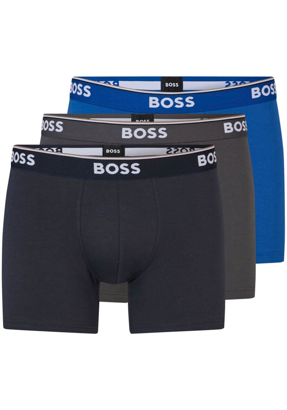 BOSS Langer Boxer »Boxer Brief 3P«, (Packung, 3er-Pack), mit farblich passendem Webbund