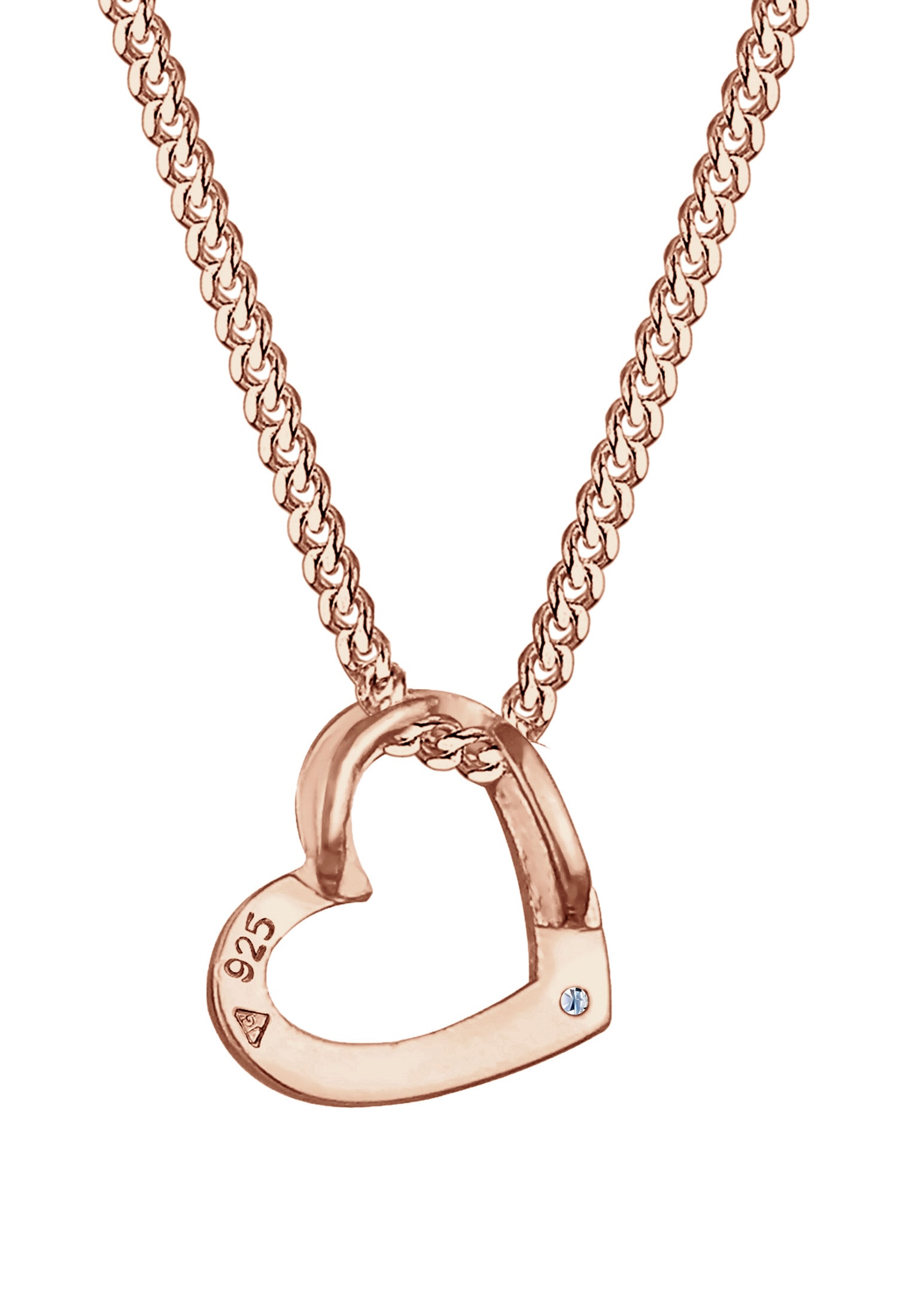 Elli DIAMONDS Silberkette »Halskette Herz Diamant Weiß Brillantschliff (0.015 ct) 925 Sterling Silber«