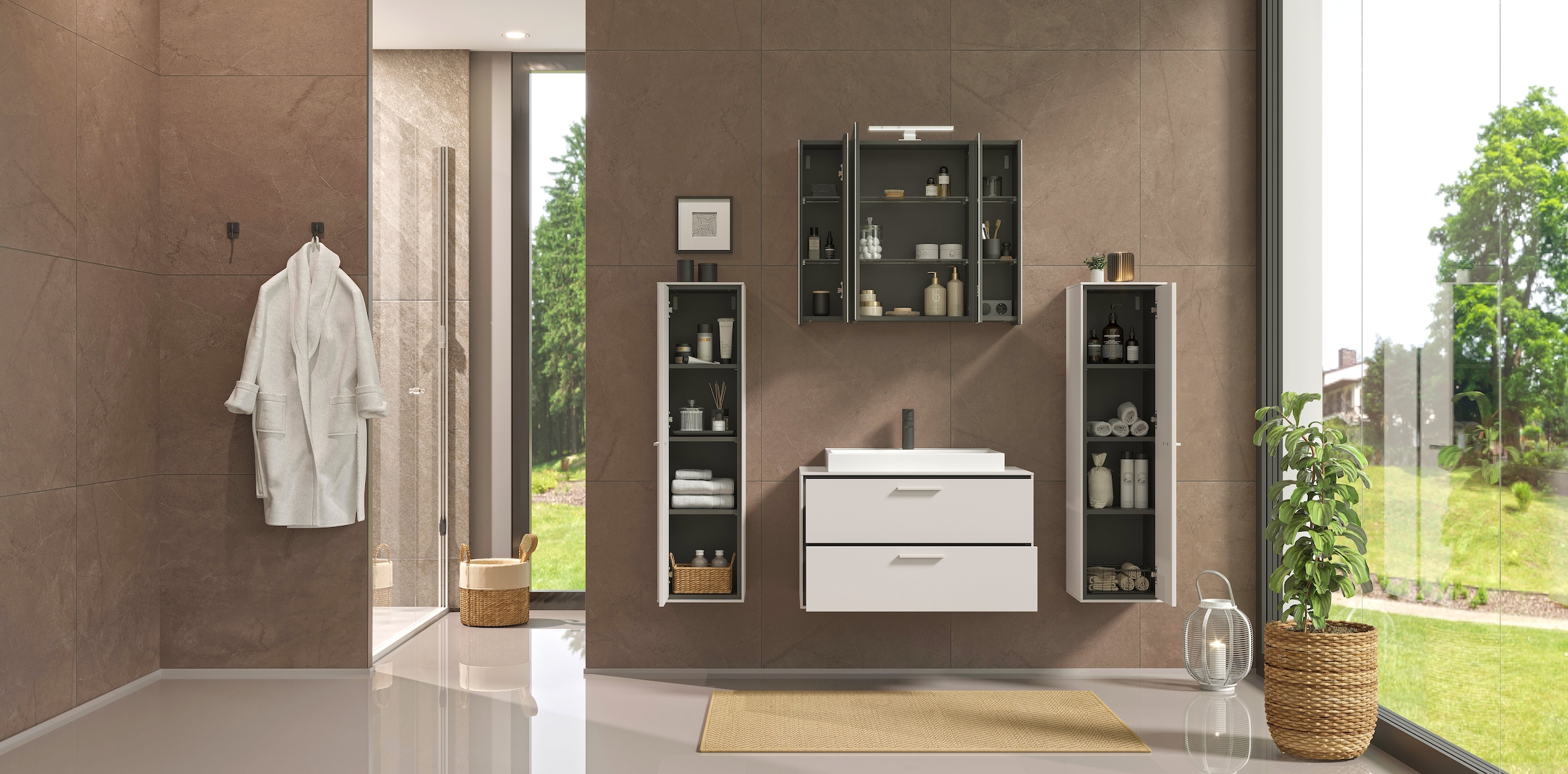 GERMANIA Waschtisch »Waschtisch inkl. Becken "Sovana"« 2 Stk. tlg. Waschbeckenunterschrank inkl. Waschbecken