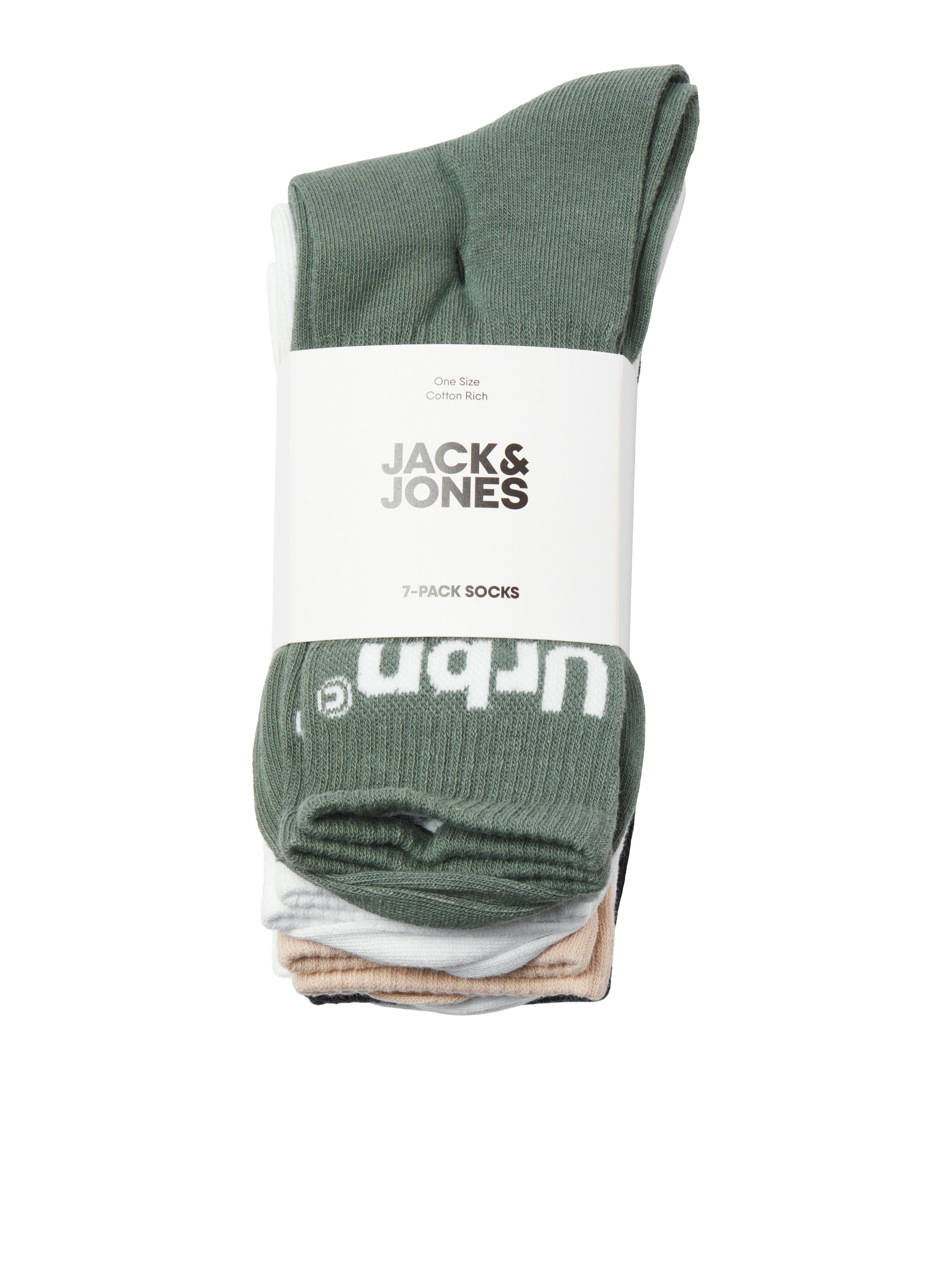 Jack & Jones Freizeitsocken »JACURBN TENNIS SOCKS 7 PACK SN«, (Packung, 7 Paar), mit Schriftzug