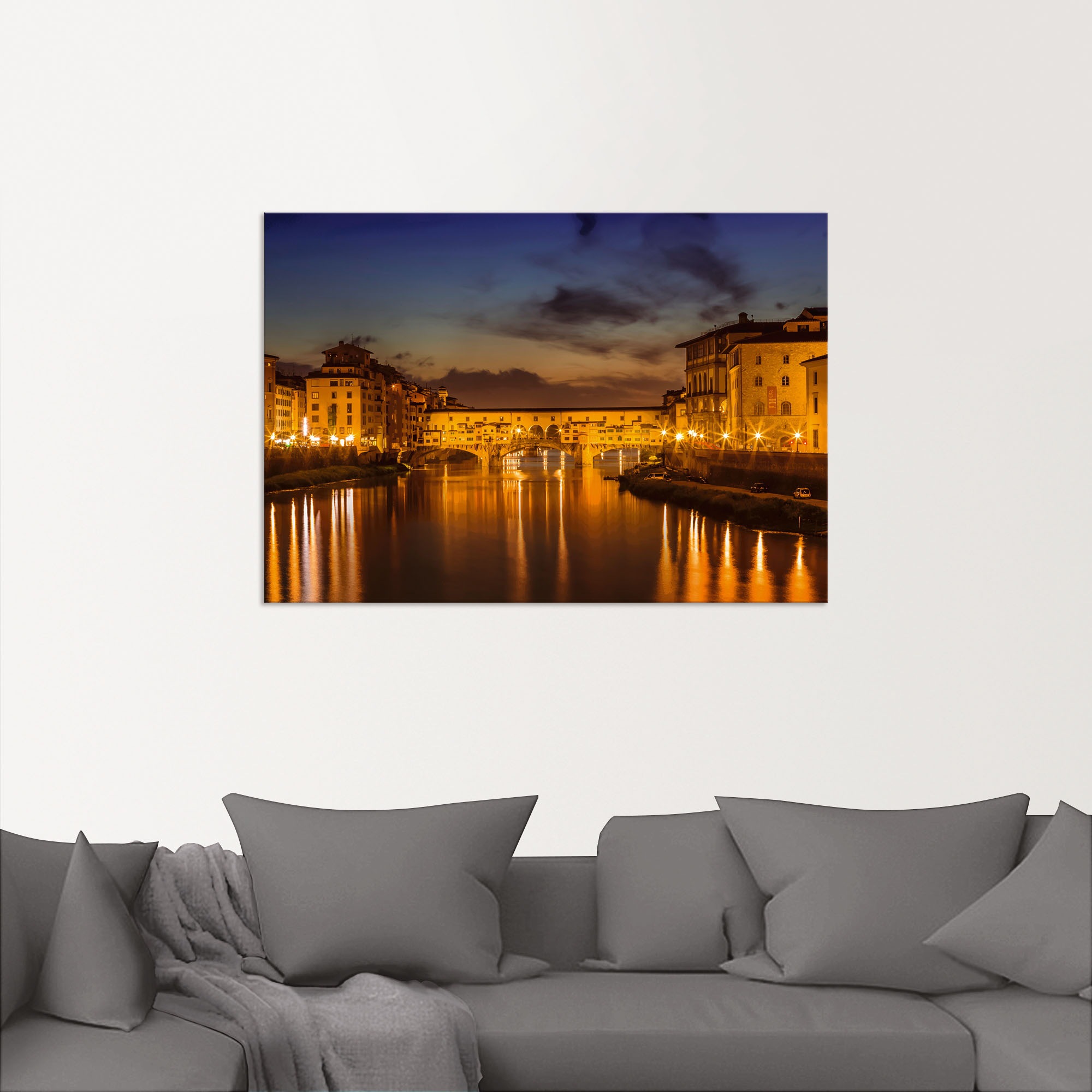 Artland Wandbild »FLORENZ Ponte Vecchio am Abend«, Florenz, (1 St.), als Alubild, Outdoorbild, Leinwandbild in verschied. Größen