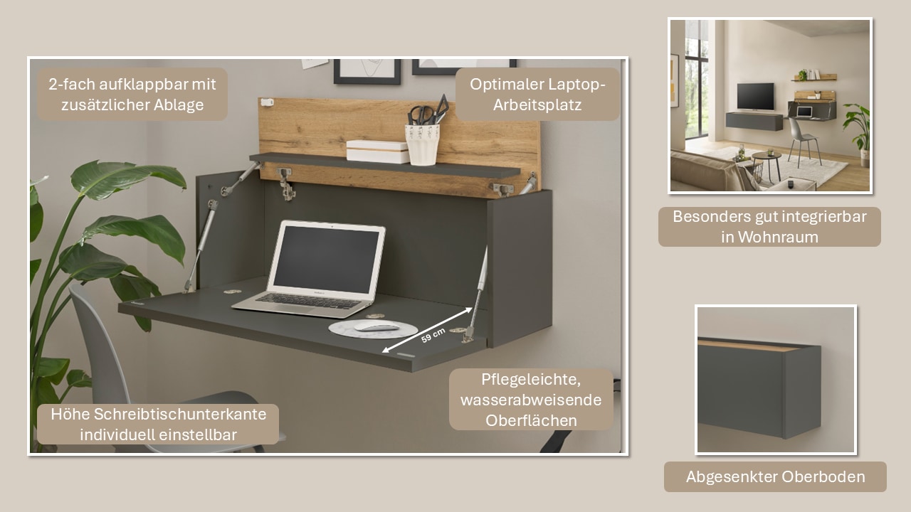 INOSIGN Büromöbel-Set »CiTY/GiRON«, (Set, 2 tlg.), Wandsekretär, Home Office