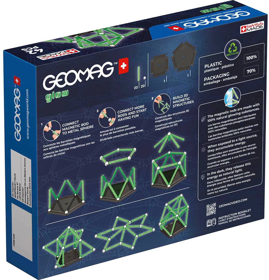 Geomag™ Magnetspielbausteine »GEOMAG™ Glow, Recycled«, (42 St.), aus recyceltem Material