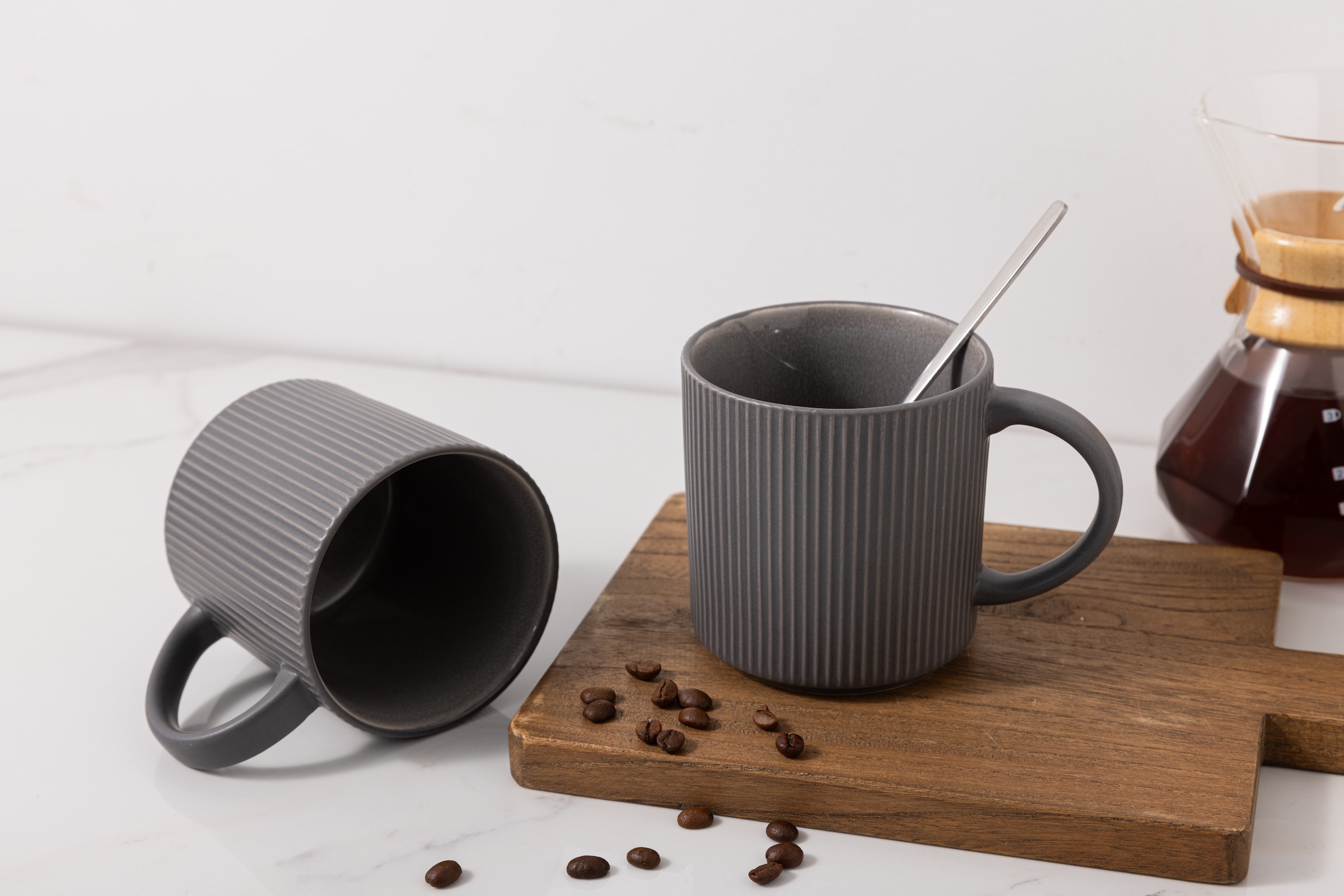 OTTO home Becher »Kaffeebecher Ylvii, 6er Set« Riffeloptik, spülmaschinenfest und mikrowellengeeignet, 460 ml